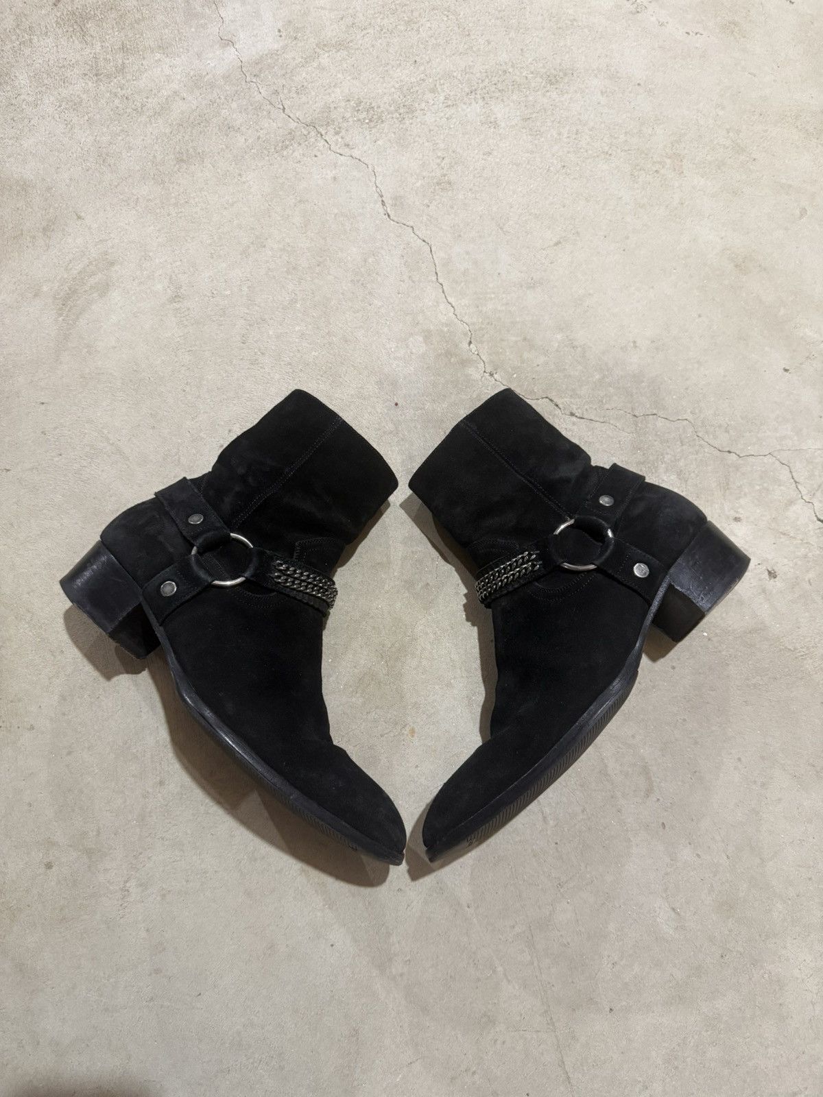 Saint Laurent Paris FW16 Black Chain Harness Leather Wyatt Boots