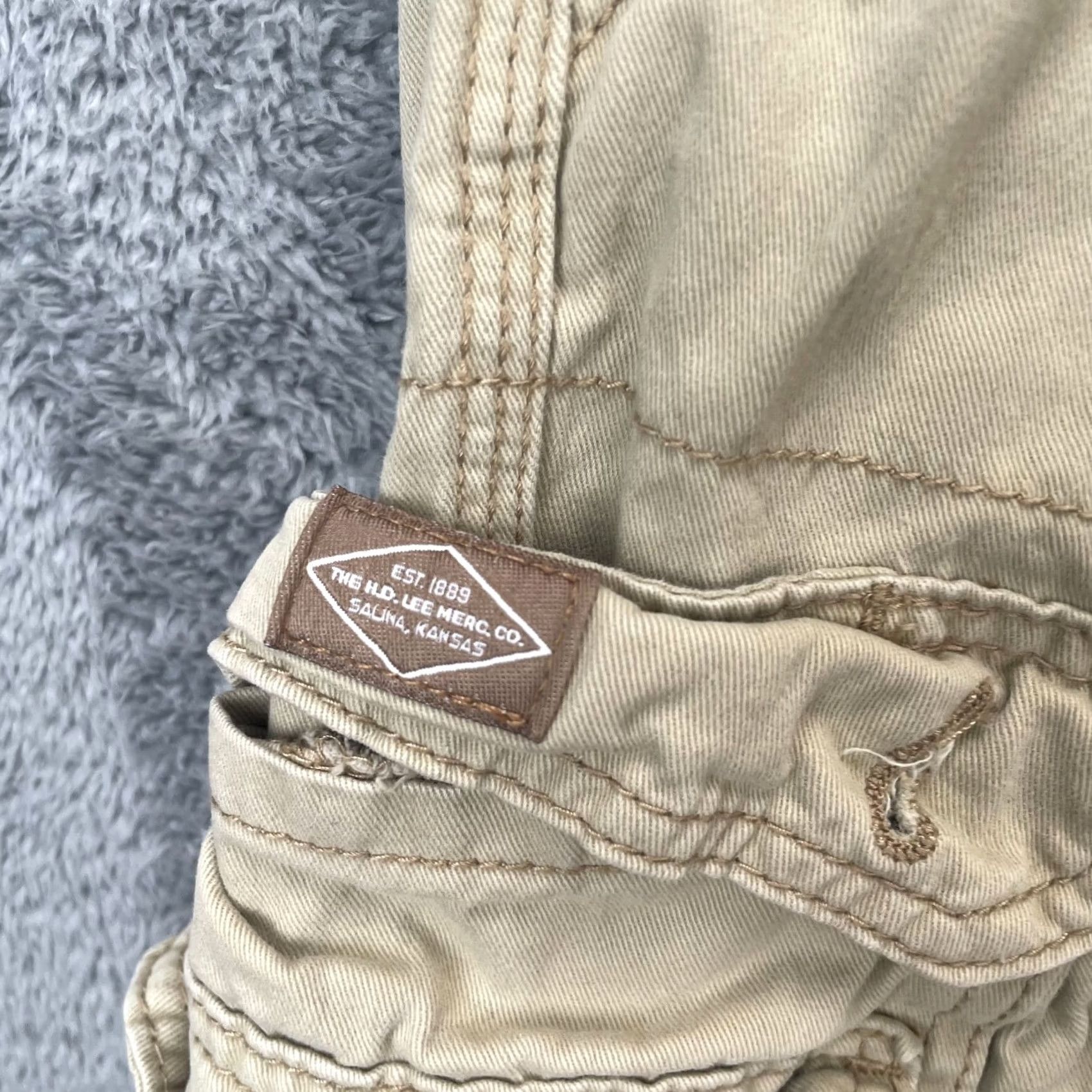 Lee Lee Cargo Shorts Mens 38 Beige y2K Hiking Camping Casual Logo Pocket Size US 38 / EU 54 - 3 Thumbnail
