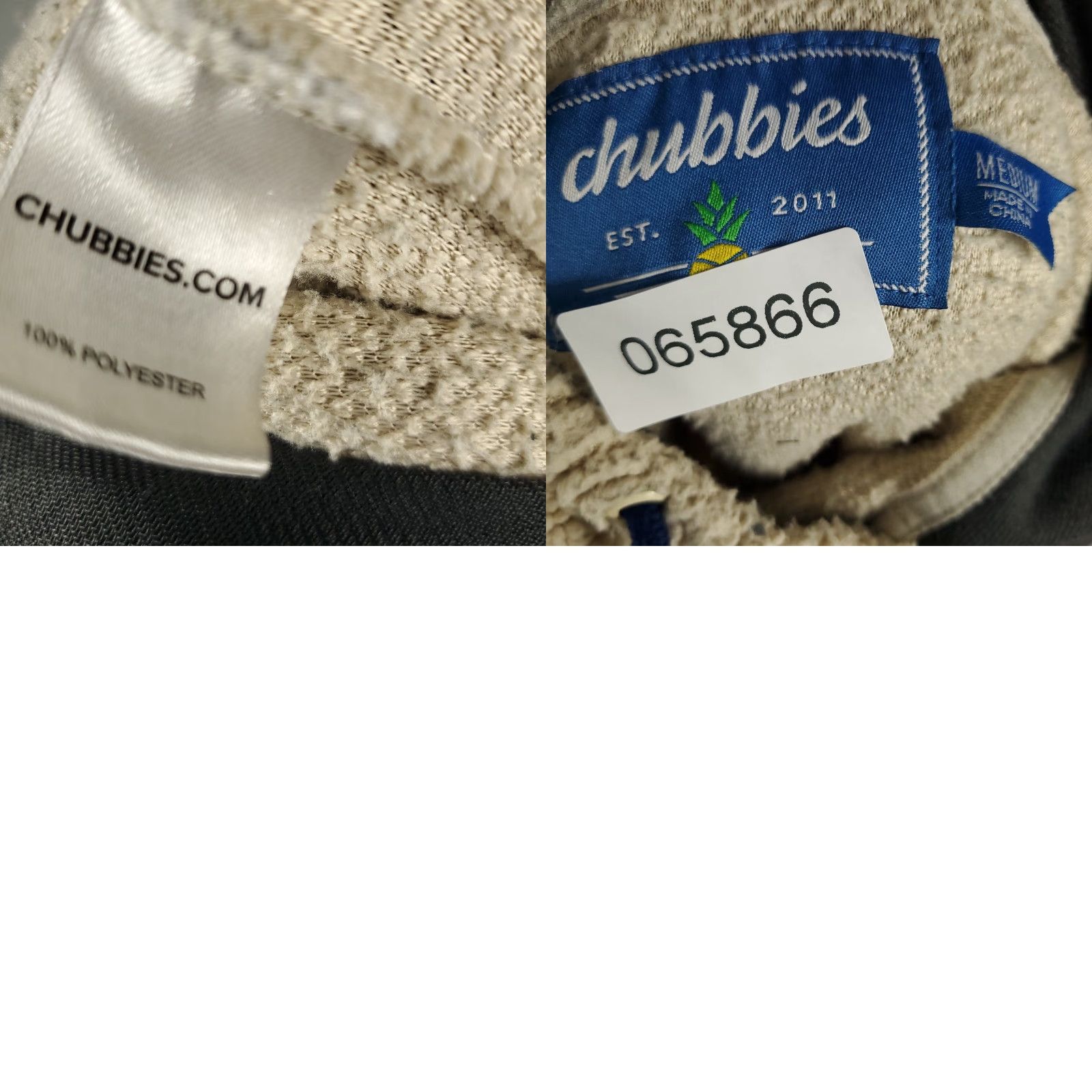 Chubbies Chubbies Hoodie Mens M Beige Sherpa Fleece Pullover Zip Pocket Logo Mock Neck Drawstring Adjustable All Seasons Size US M / EU 48-50 / 2 - 8 Thumbnail