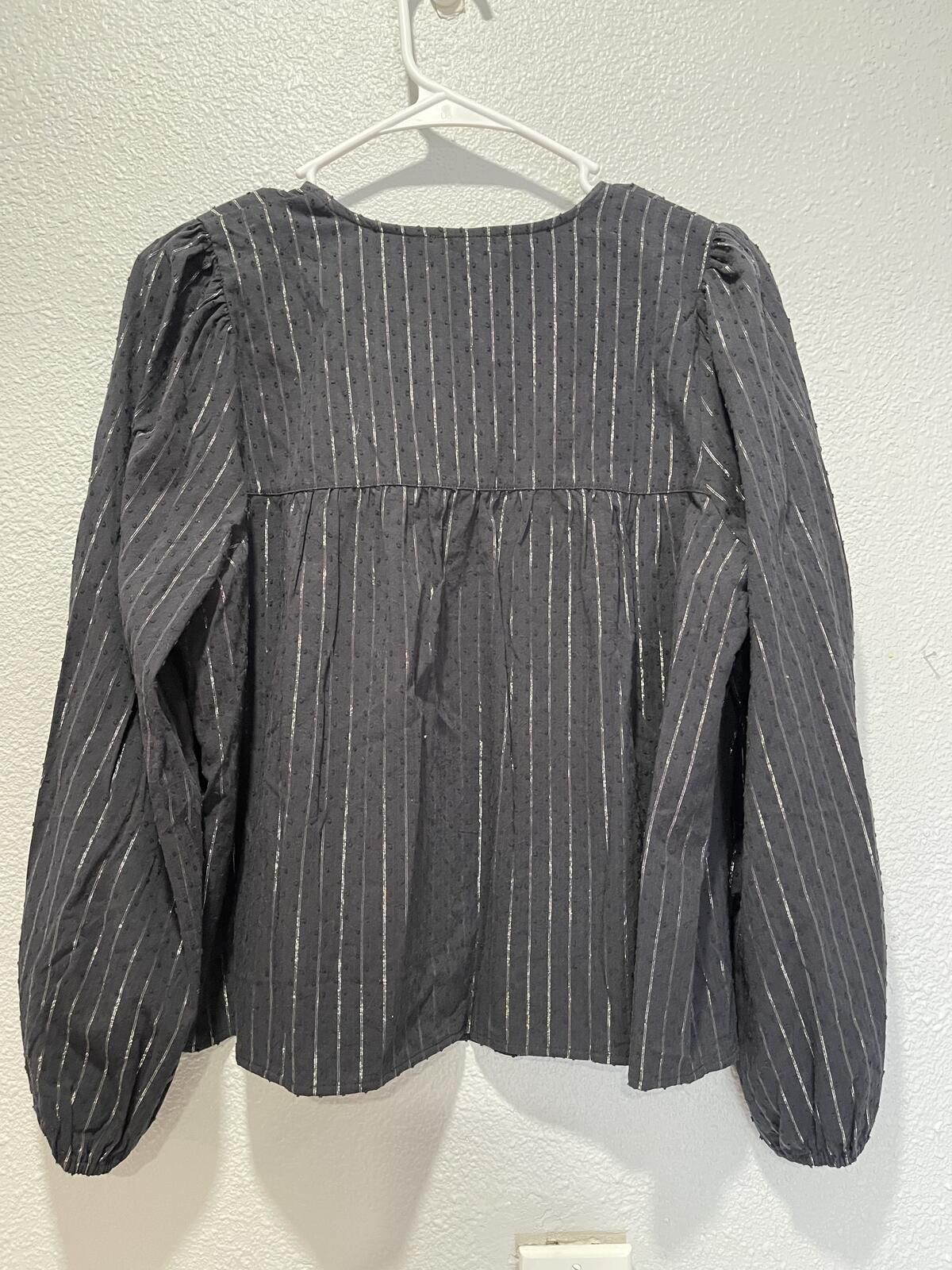 Levi's Levi's Women's Long Sleeve Black Metallic Stripe Blouse Size Size M / US 6-8 / IT 42-44 - 2 Thumbnail
