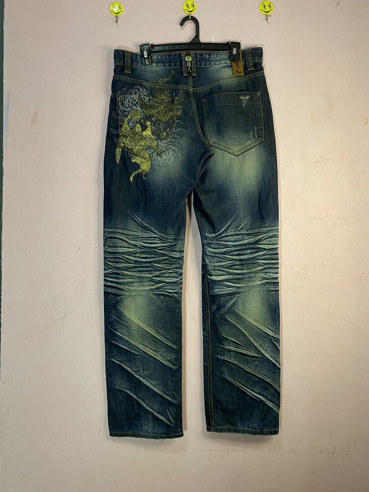 Vintage big train monster embroidered jeans