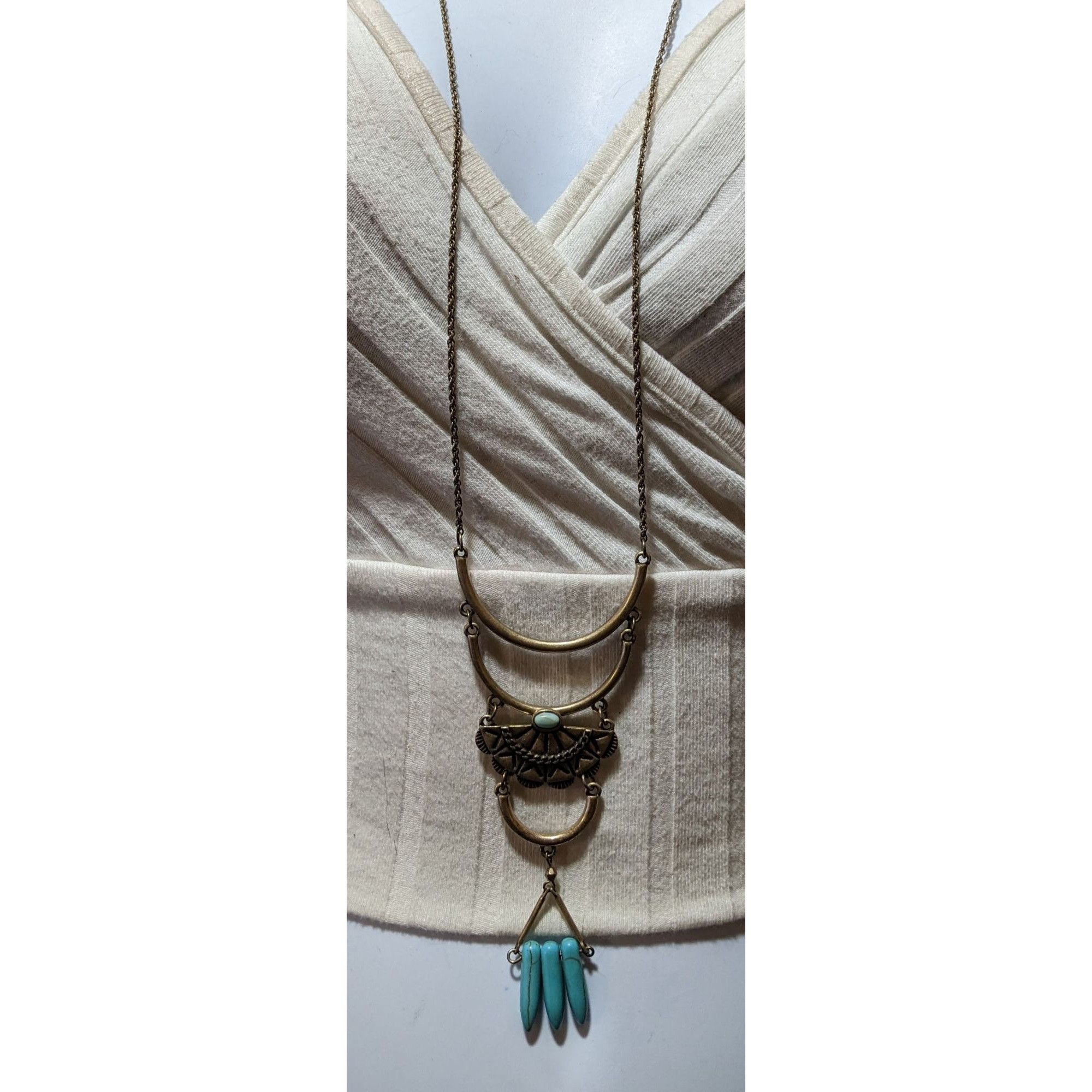 Other Southwestern Turquoise And Gold Pendant Necklace Size ONE SIZE - 5 Thumbnail