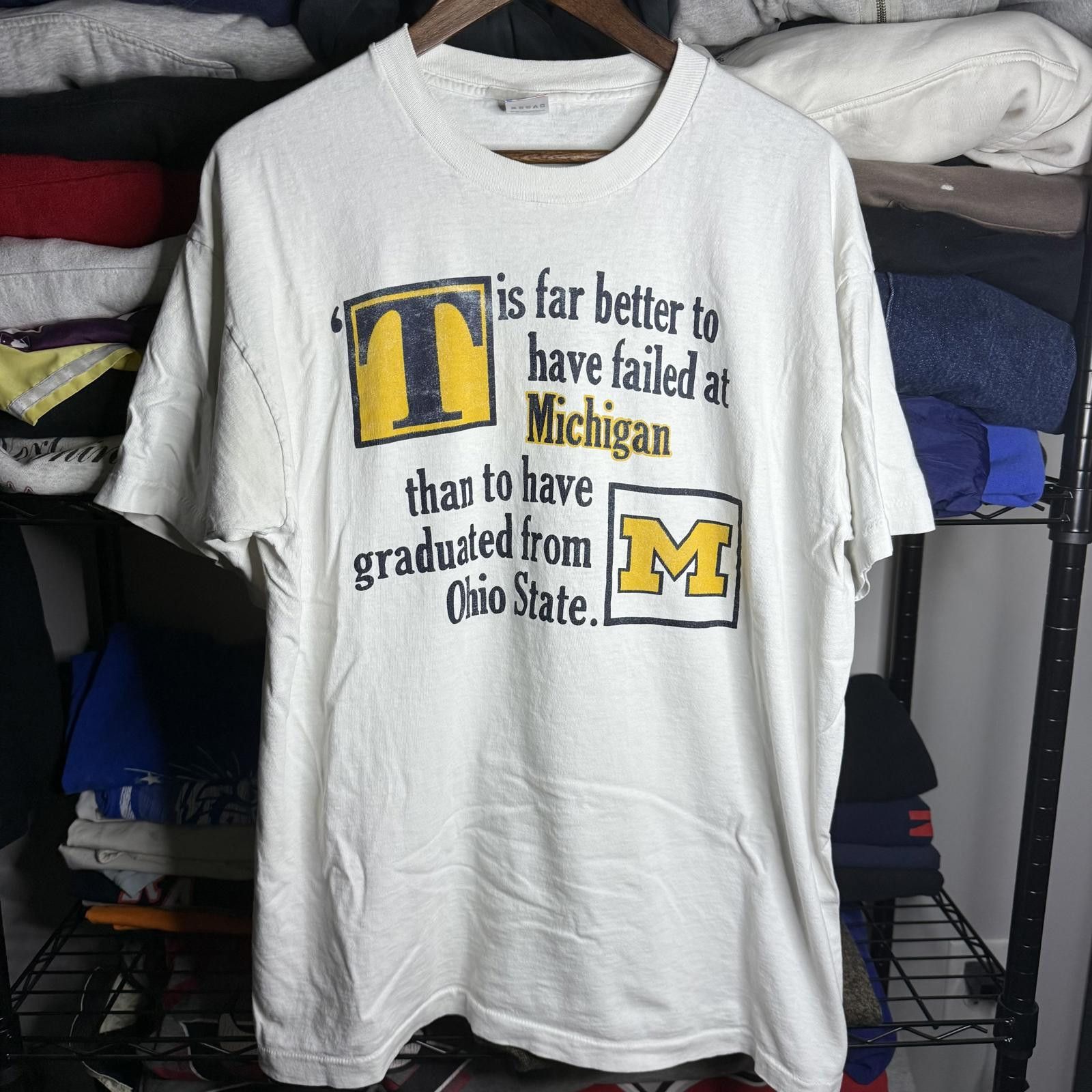 Fruit Of The Loom Vintage 'T' Michigan T-Shirt - Humor for Ohio State Fans Size US XL / EU 56 / 4 - 1 Thumbnail
