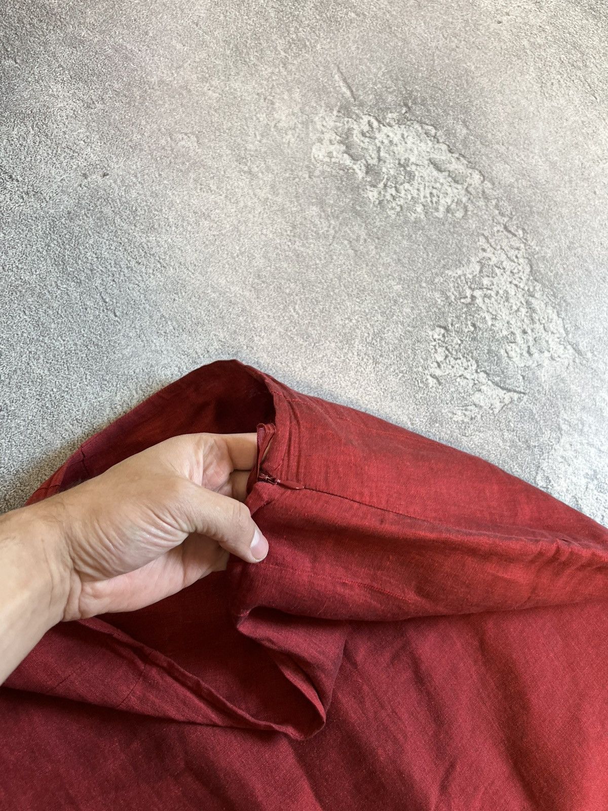 Annette Gortz × Designer × Vintage Annette Gortz Linen Double Layer Long Skirt Red Sz 40 Görtz Size 27" / US 4 / IT 40 - 5 Thumbnail