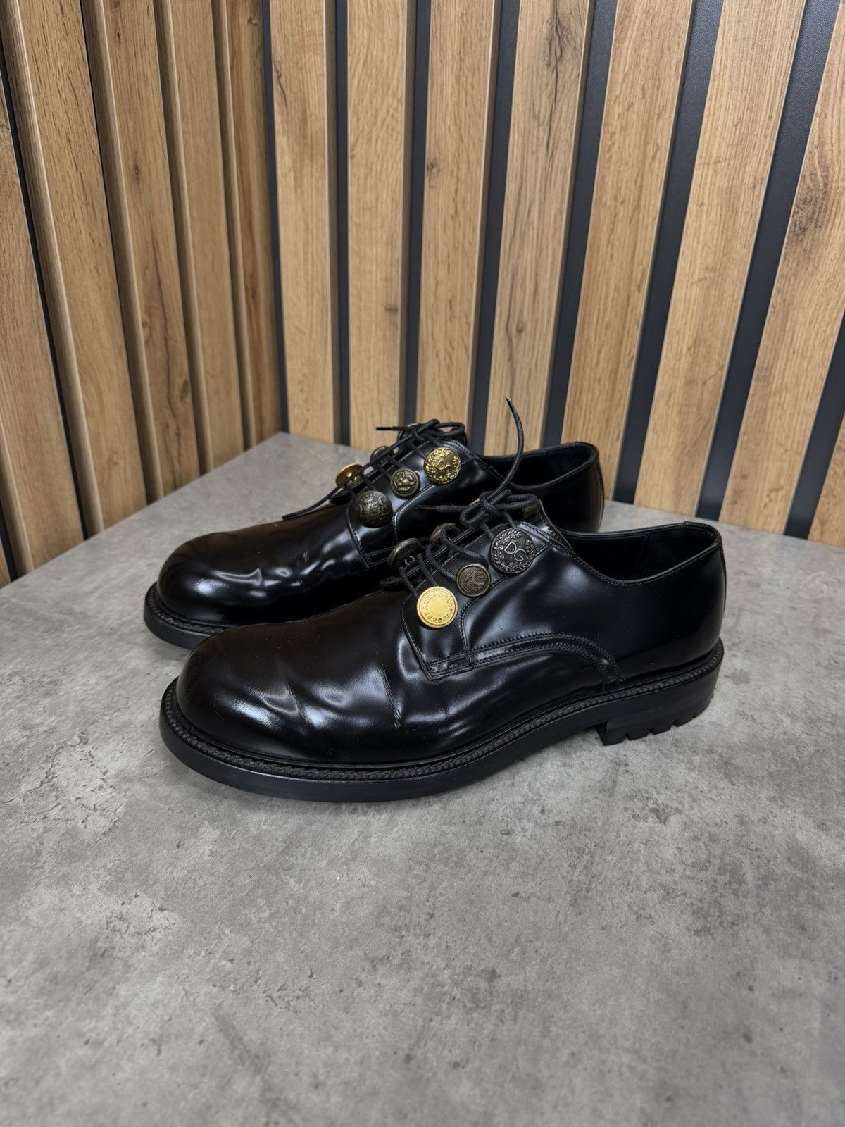 Dolce & Gabbana Dolce & Gabbana Black Leather Derby Shoes Size 9 Size US 10 / EU 43 - 5 Thumbnail