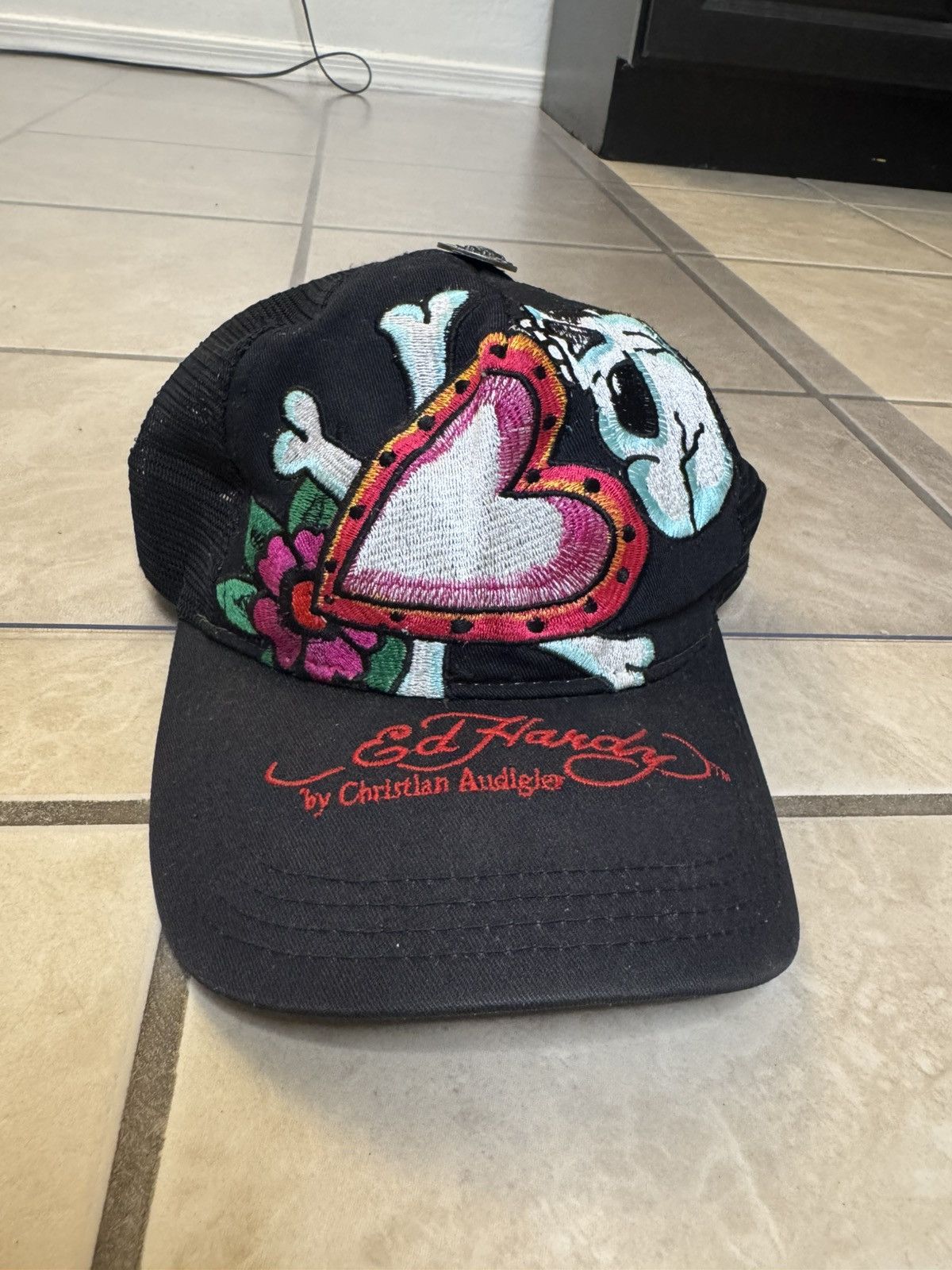Ed Hardy Ed Hardy by Christian Heart & Crossbones Black Hat SnapBack Size ONE SIZE - 2 Thumbnail