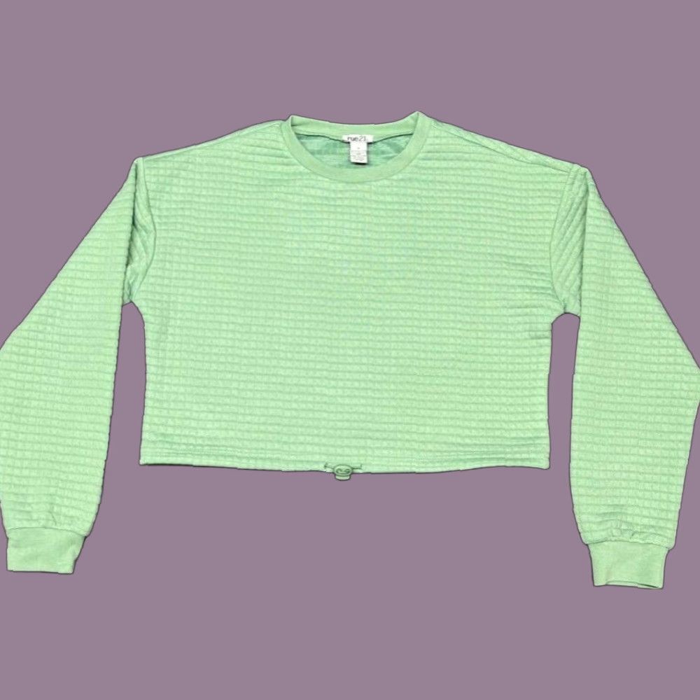 Vintage Rue21 Cropped Sweatshirt Womens M Green Long Sleeve Quilted Bungee Toggle New Size M / US 6-8 / IT 42-44 - 1 Thumbnail