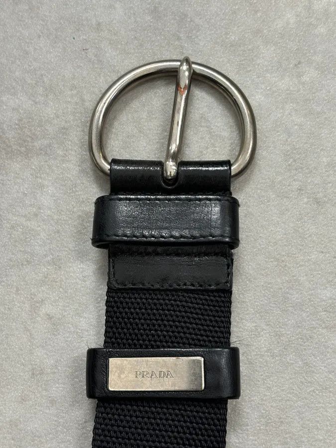 Prada 2000s Prada Black Fabric Steel Hardware Belt Size ONE SIZE - 7 Thumbnail