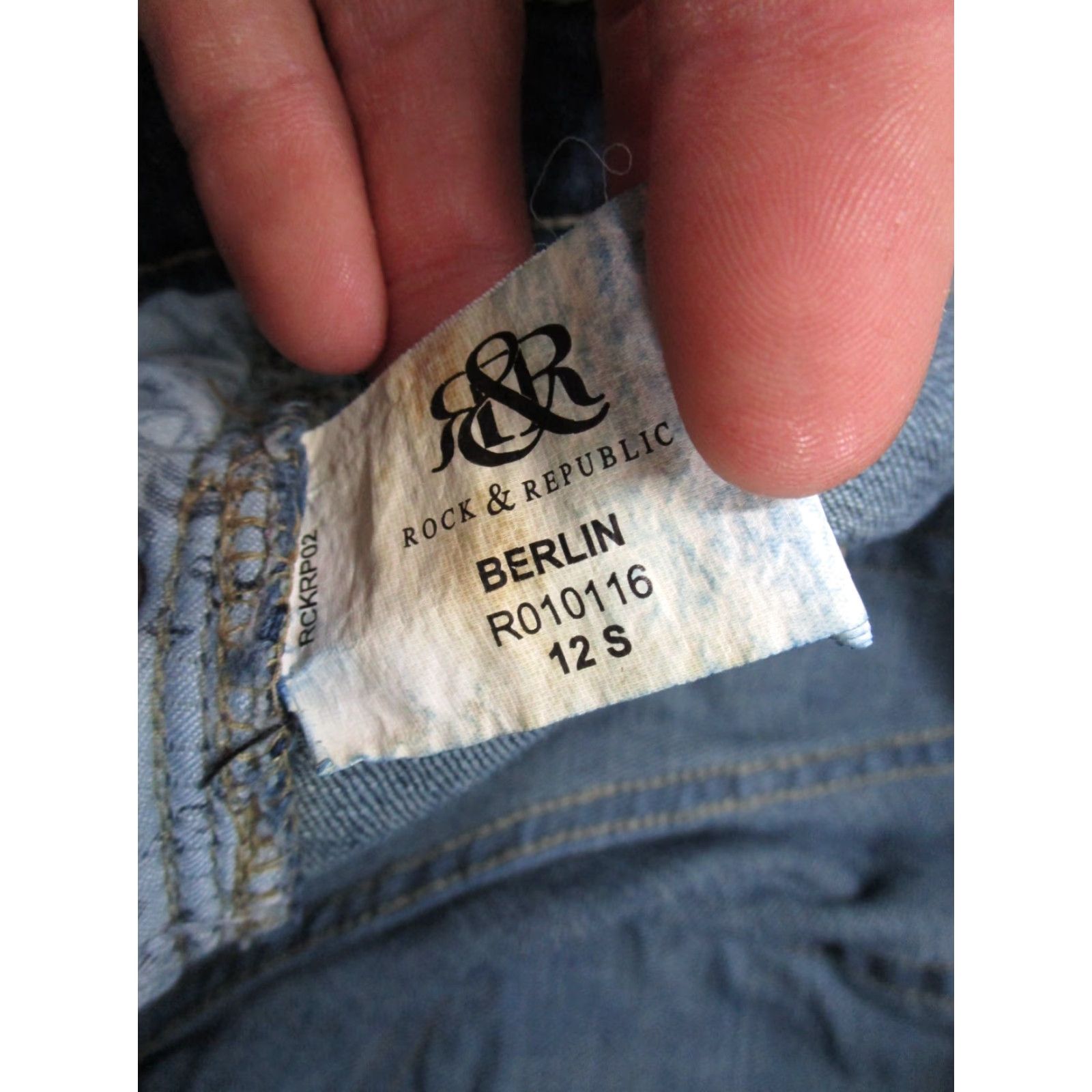 Vintage Rock & Republic Jeans Straight Denim Blue Stretch Size 12 Dark Wash Women Regular Pockets 5-T Size 34" / US 12 / IT 48 - 6 Thumbnail