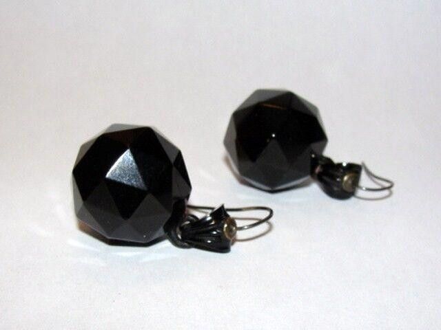 Designer Victorian Gutta Steel Pyramid Dangle Ball Drop Earrings Size ONE SIZE - 1 Thumbnail