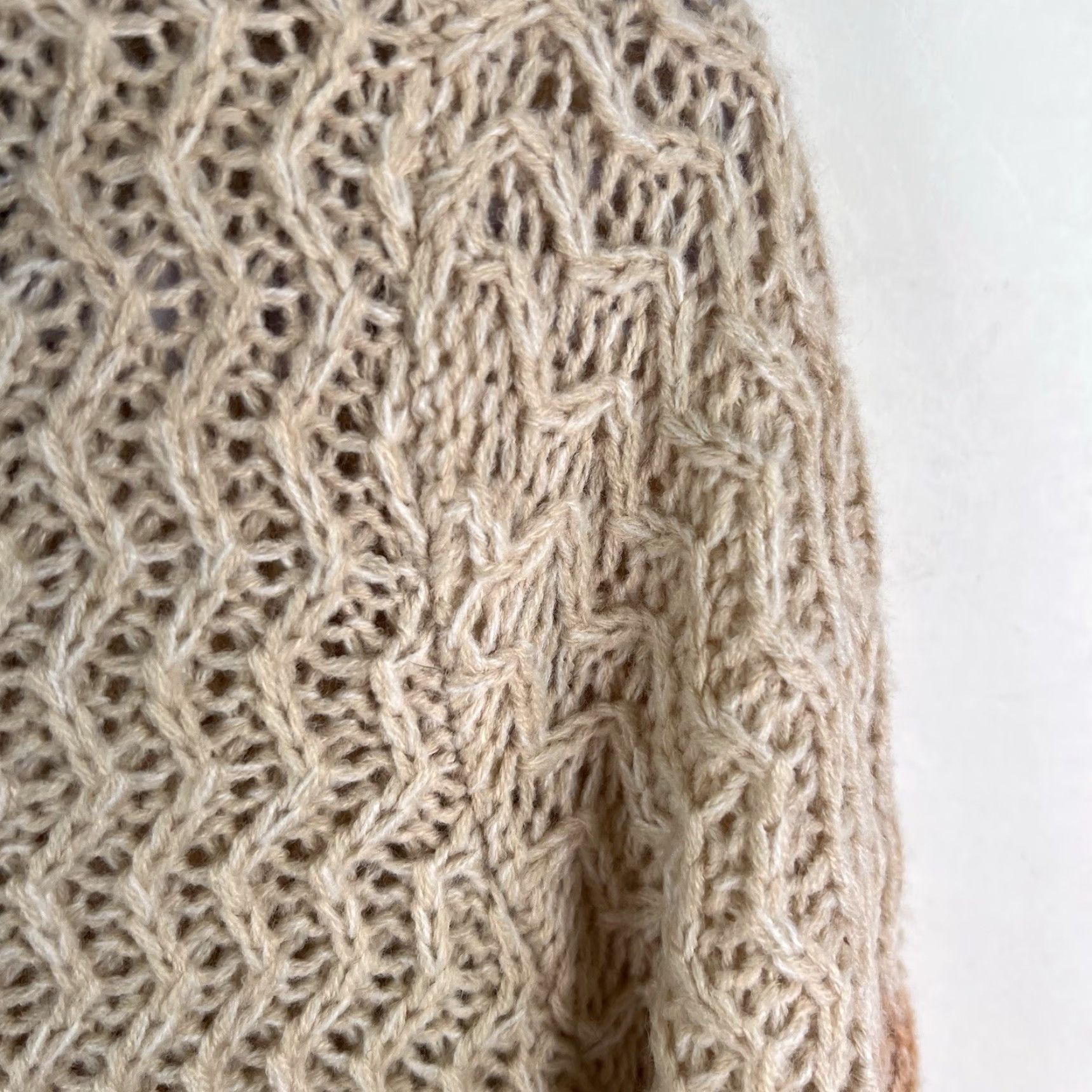 Denime Easel Striped Waffle Knit Sweater Women’s Size S Beige Collared Long Sleeve Relaxed Fit Lightweight Casual 90s Size S / US 4 / IT 40 - 3 Thumbnail