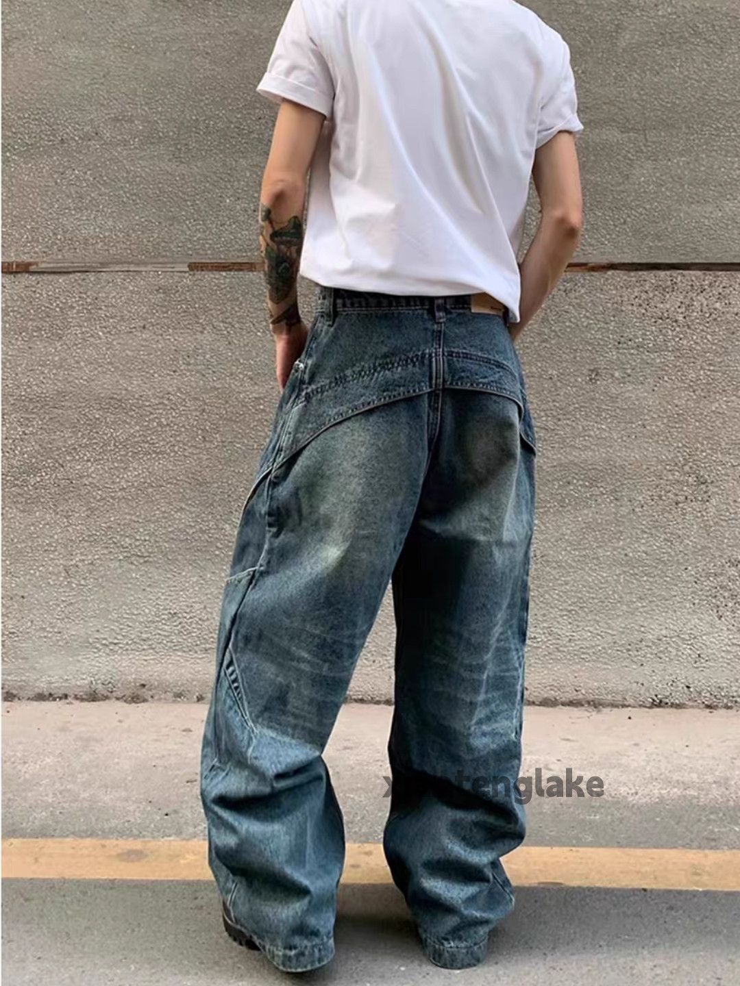Jean × Vintage Unisex outdoor loose baggy punk grunge patchwork jeans Size US 26 / EU 42 - 6 Thumbnail
