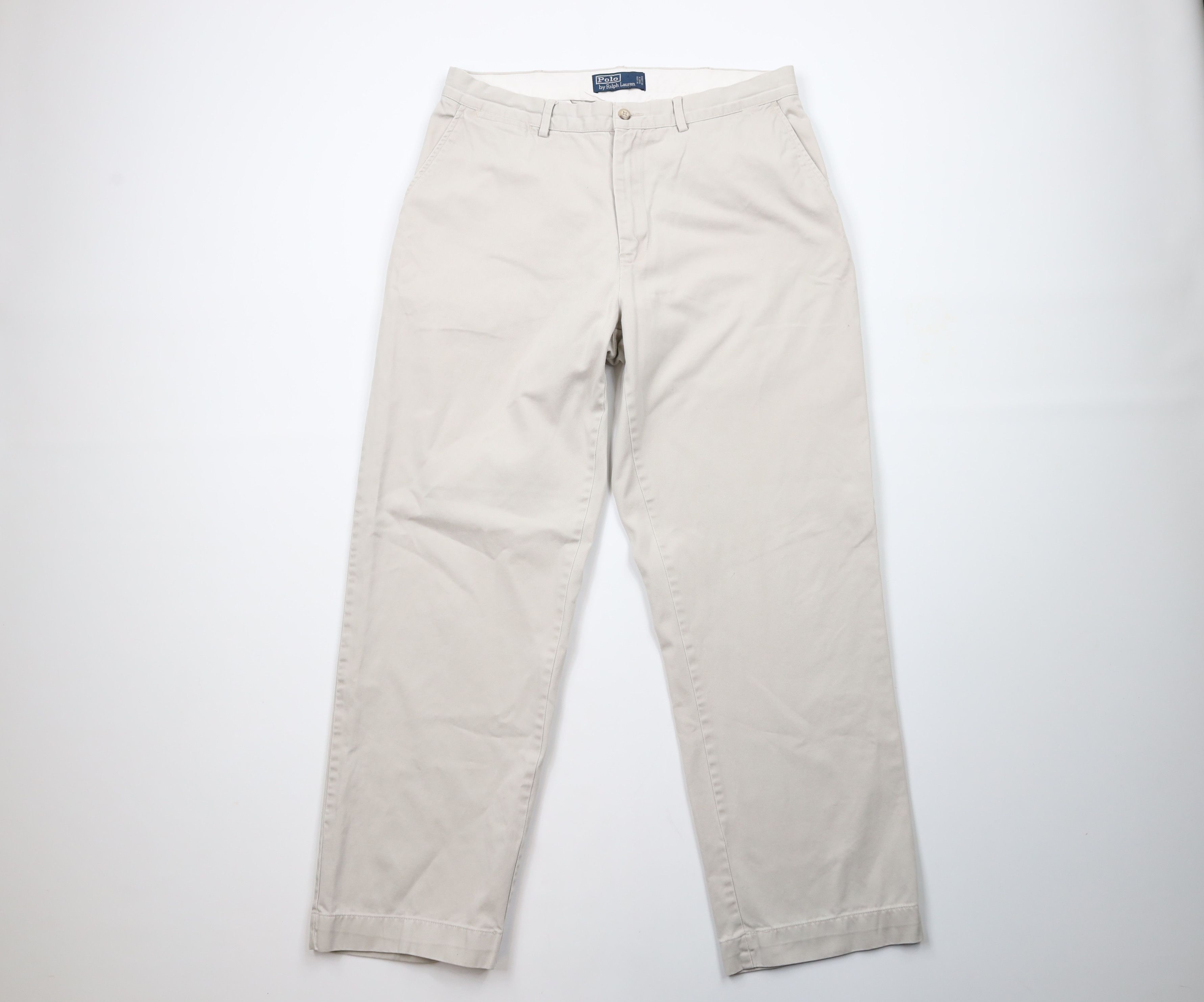 Ralph Lauren × Vintage Vintage 90s Ralph Lauren Front Cotton Chino Pants Beige Size US 34 / EU 50 - 1 Thumbnail