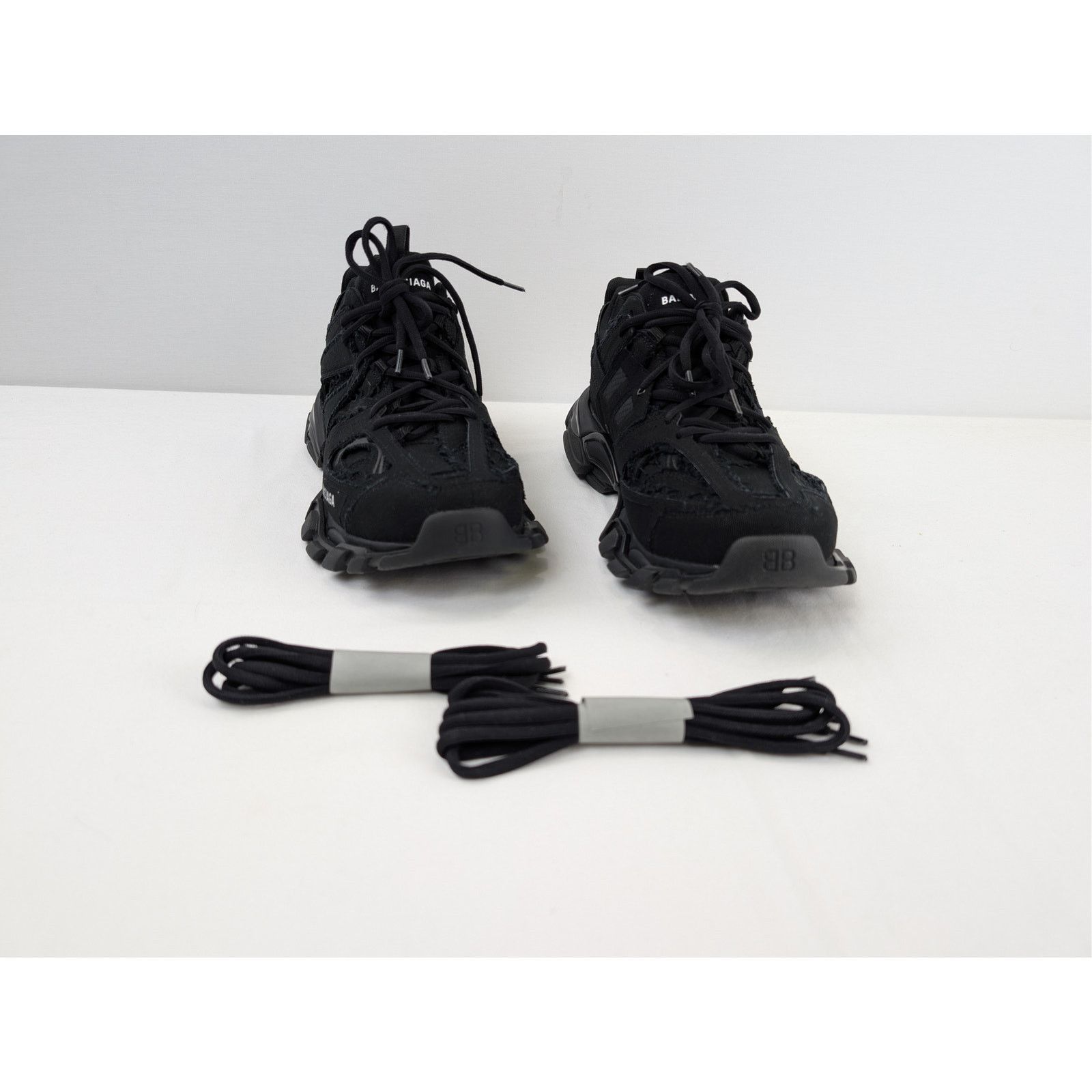 Balenciaga o1rshd1 Destroyed Canvas Track Sneakers in Black Size US 12 / EU 45 - 6 Thumbnail