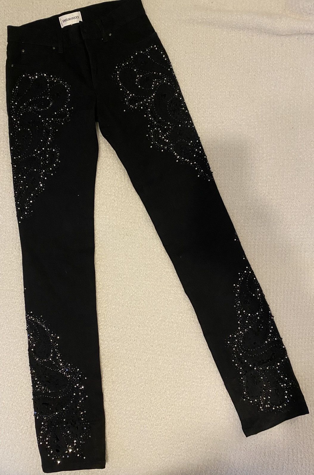 Emilio Pucci Emilio Pucci Black Crystal Embellished Jeans Size 6 (Small) Size 28" / US 6 / IT 42 - 3 Thumbnail