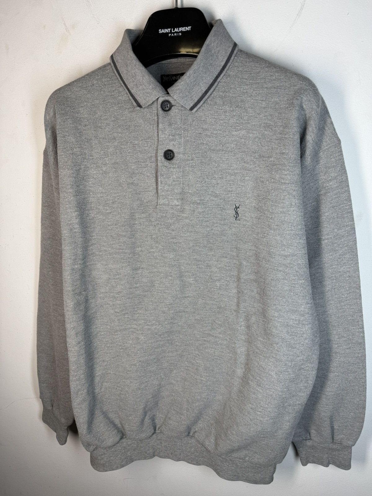 Yves Saint Laurent 90s YSL Sweatshirt 1/4 Grey Vintage Sweater Quarter Zip Size US M / EU 48-50 / 2 - 19 Thumbnail