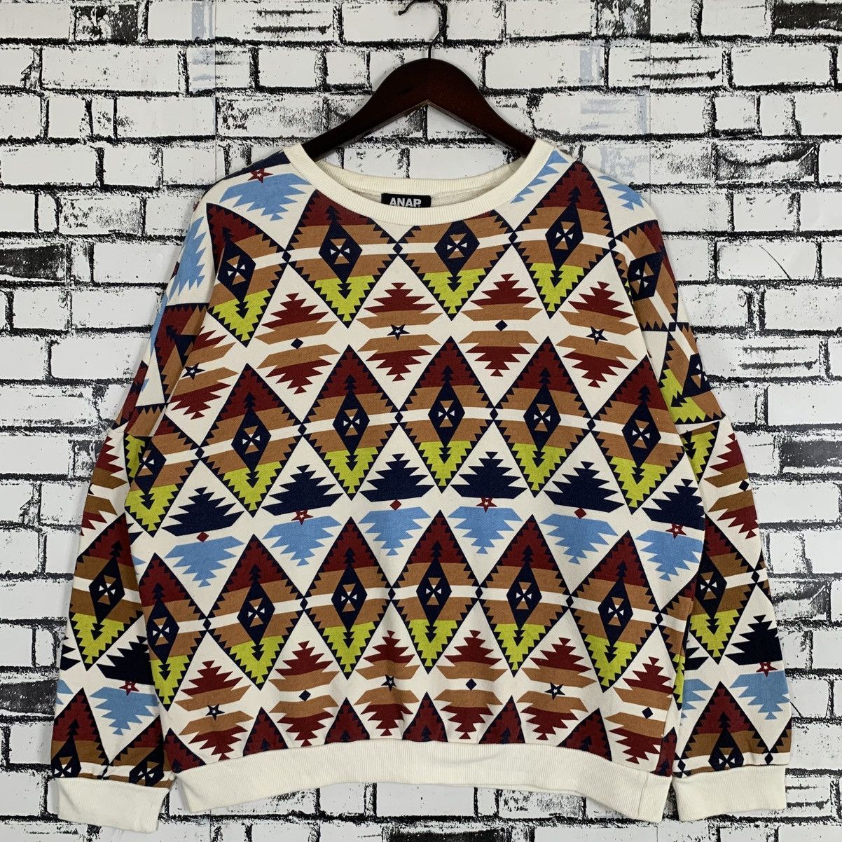 Designer × Native × Vintage Japanese Brand ANAP Native Navajo Full Print Sweatshirt Size M / US 6-8 / IT 42-44 - 1 Thumbnail