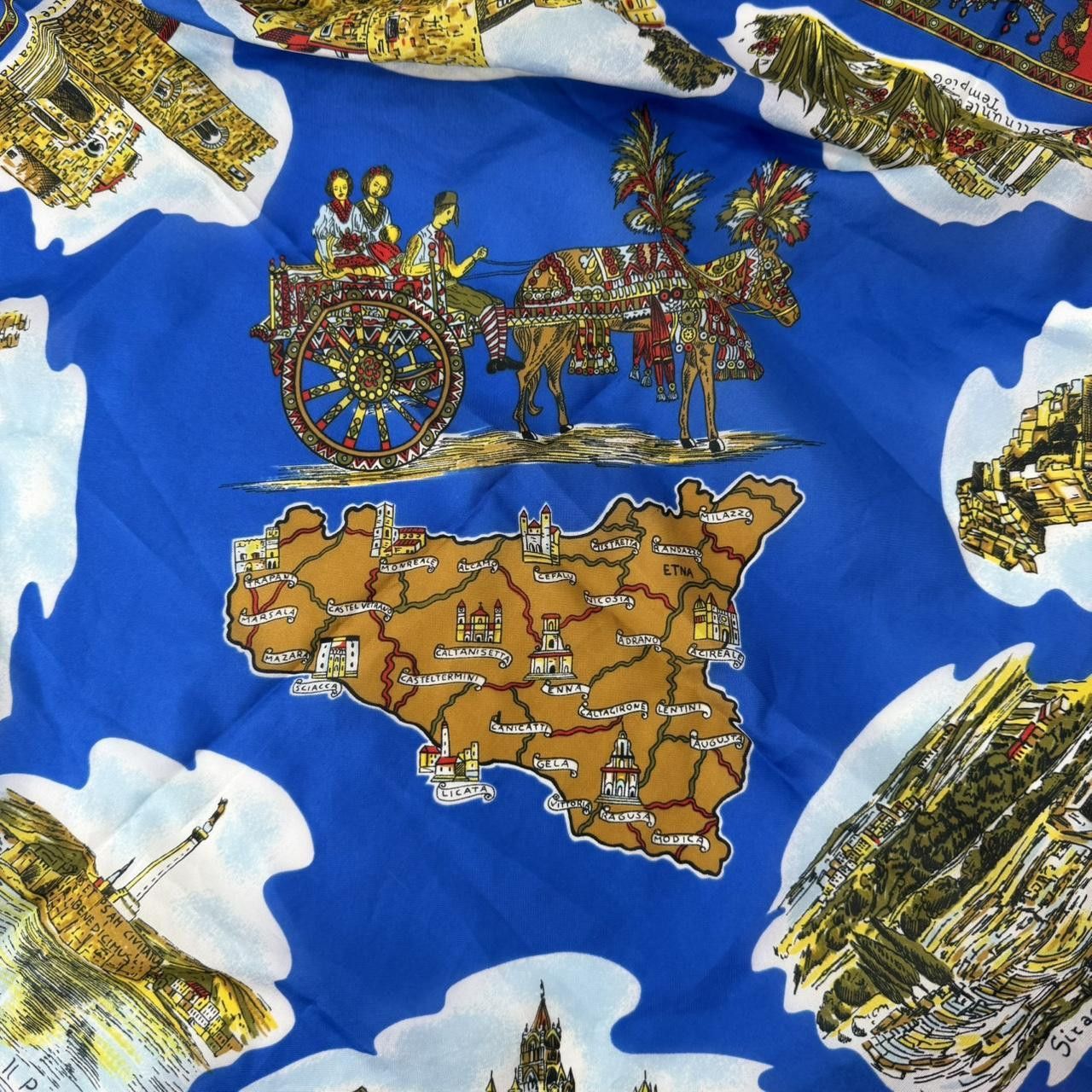 Other Vintage Italy Sicily Souvenir Scarf Size ONE SIZE - 3 Thumbnail