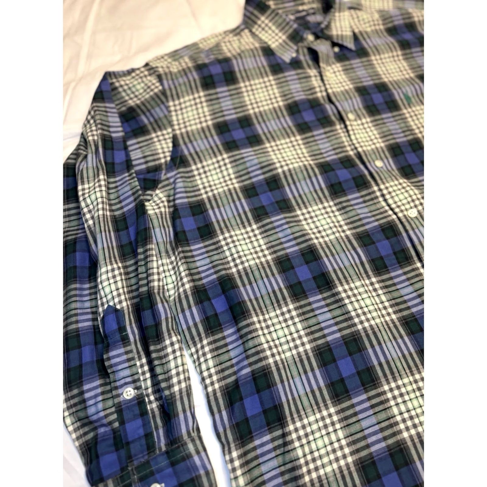 Ralph Lauren Ralph Lauren Blake Shirt Mens Green Pony Houndstooth Plaid Flannel Cotton XL Button-Up Long Sleeve Collared Embroidered Multicolor Size US XL / EU 56 / 4 - 3 Thumbnail