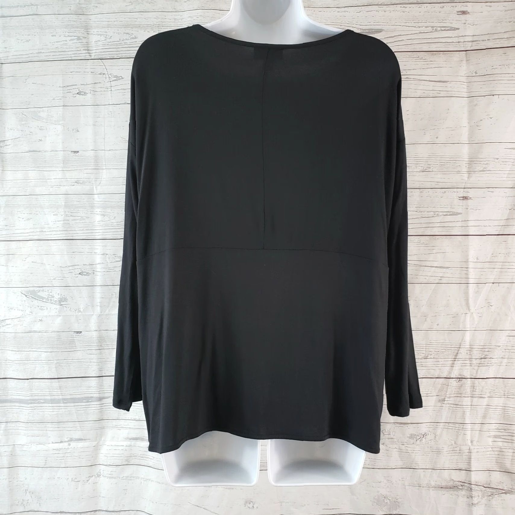 J. Jill J Jill Womens Paisley Printed Top Blouse Long Sleeve Rayon Boat Neck XS PXS Black Purple Womens Size XS / US 0-2 / IT 36-38 - 4 Thumbnail