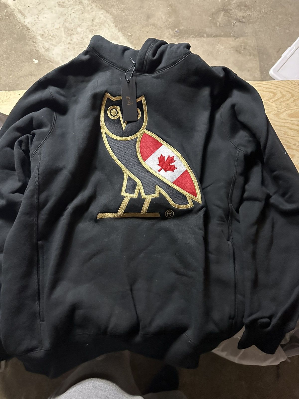 image of Drake x Octobers Very Own Ovo, Og, Owl, Canada Flag Hoodie Limited Edition in Black (Size Medium)