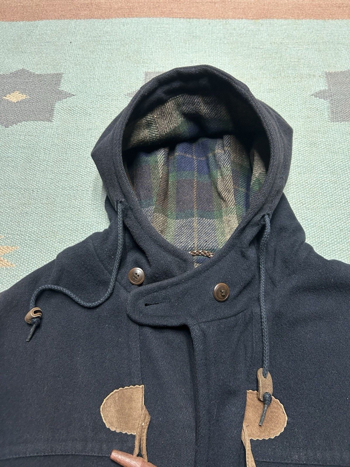 Vintage LL Bean hooded wool toggle coat plaid duffle jacket large? Size US L / EU 52-54 / 3 - 5 Thumbnail