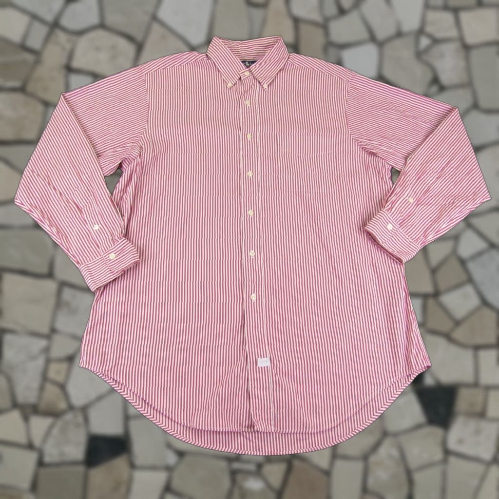 Ralph Lauren VINTAGE Ralph Lauren Shirt Mens L Red White Stripes Button-Up Casual 16.5 Pattern Striped Size US L / EU 52-54 / 3 - 1 Thumbnail