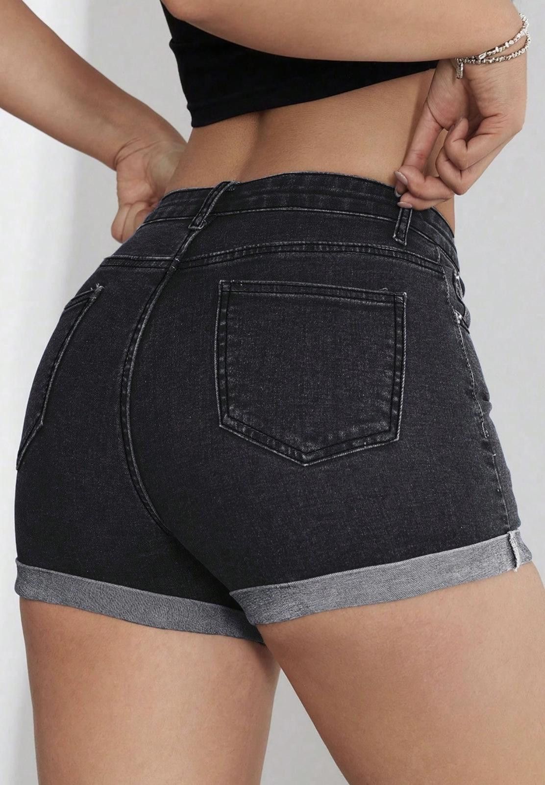 Other SHEIN Denim Shorts in Washed Black (Size 27) Size 27" / US 4 / IT 40 - 3 Thumbnail