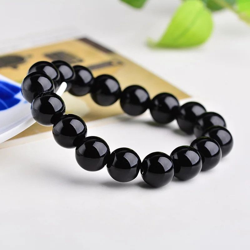 Jewelry 🔴 Bracelet - Shiny Black 10mm Size ONE SIZE - 1 Thumbnail