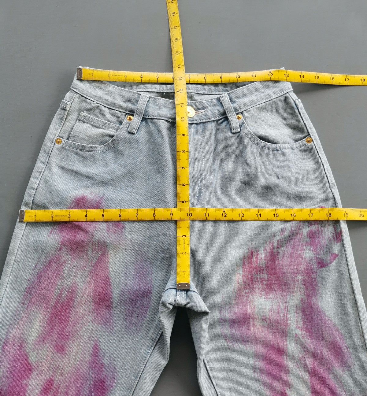 Vintage Fig & Viper Pink Paint Brush Distressed Jeans Size 26" / US 2 / IT 38 - 9 Thumbnail