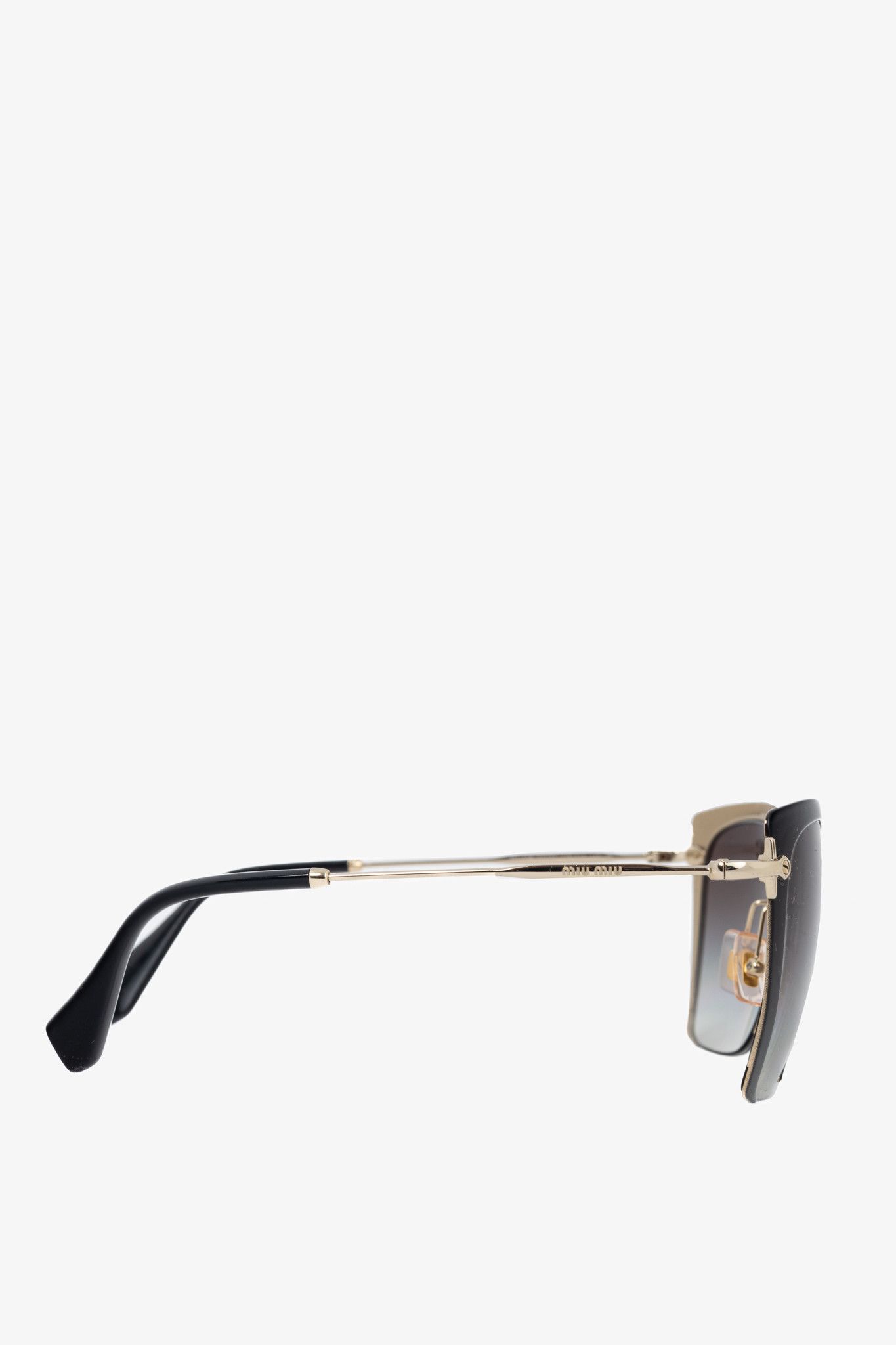 Miu Miu Miu Miu SMU 52R Black & Gold Square Sunglasses Size ONE SIZE - 4 Thumbnail