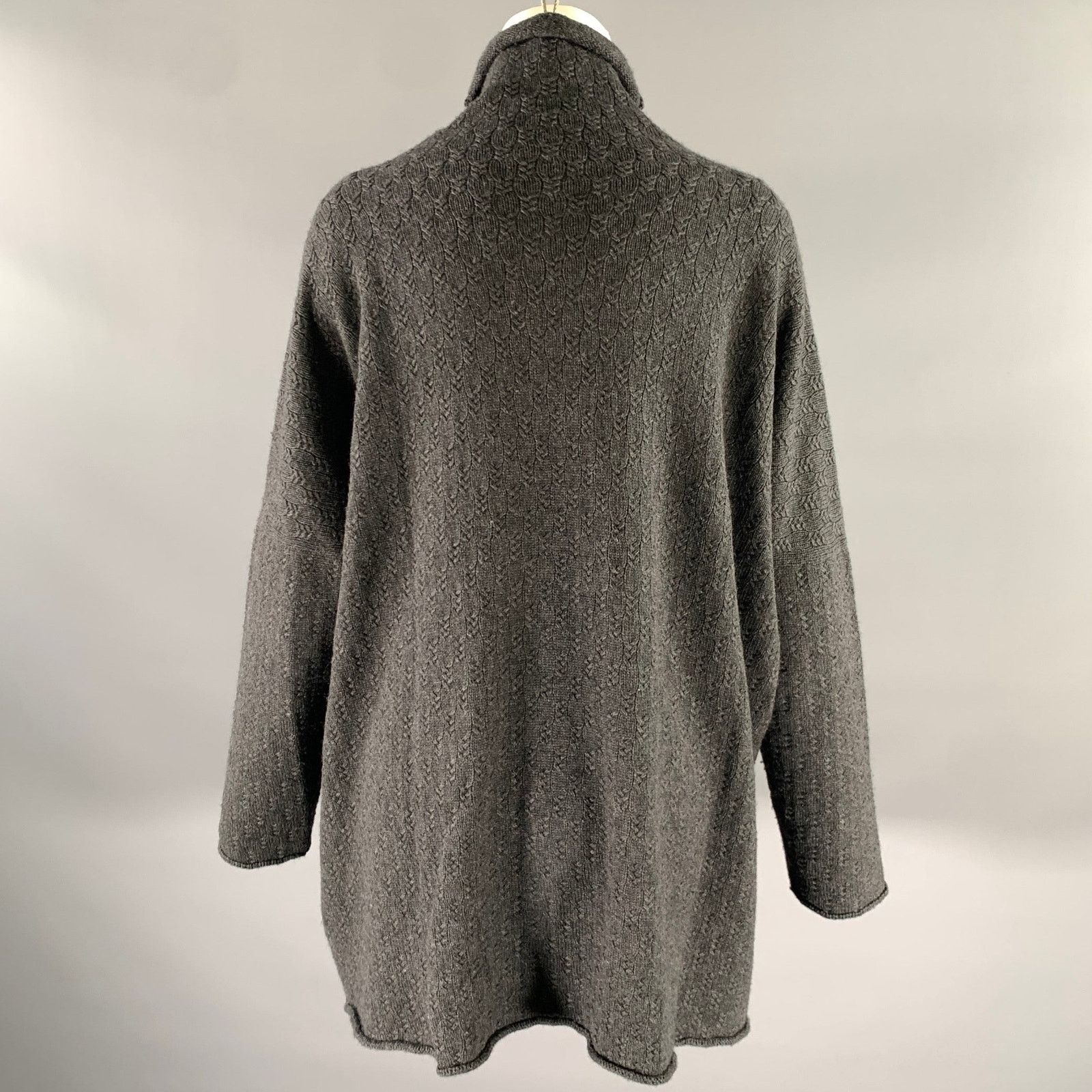 eskandar ESKANDAR M Grey Silk Cashmere Oversized Turtleneck Sweater Size ONE SIZE - 4 Thumbnail