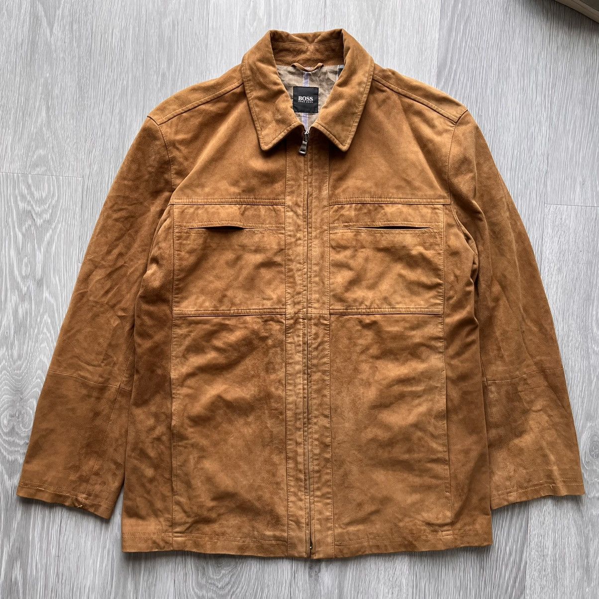 Hugo Boss Hugo Boss Mainline Vintage Goatskin Suede Tan Leather Jacket Size US L / EU 52-54 / 3 - 1 Thumbnail