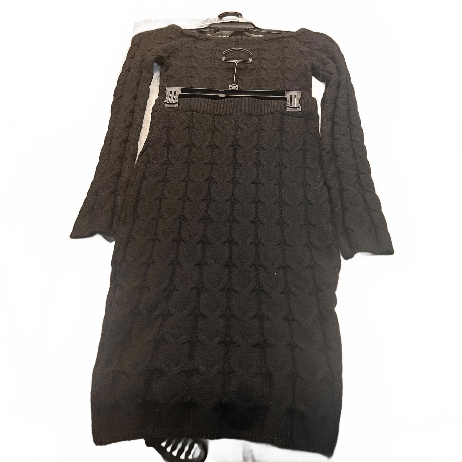Other Black Cable Knit Two-Piece Sweater Set with Skirt Size ONE SIZE - 1 Thumbnail