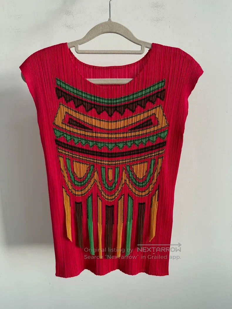 Issey Miyake Issey Miyake Red Ruffled Tank Top Size L / US 10 / IT 46 - 1 Thumbnail