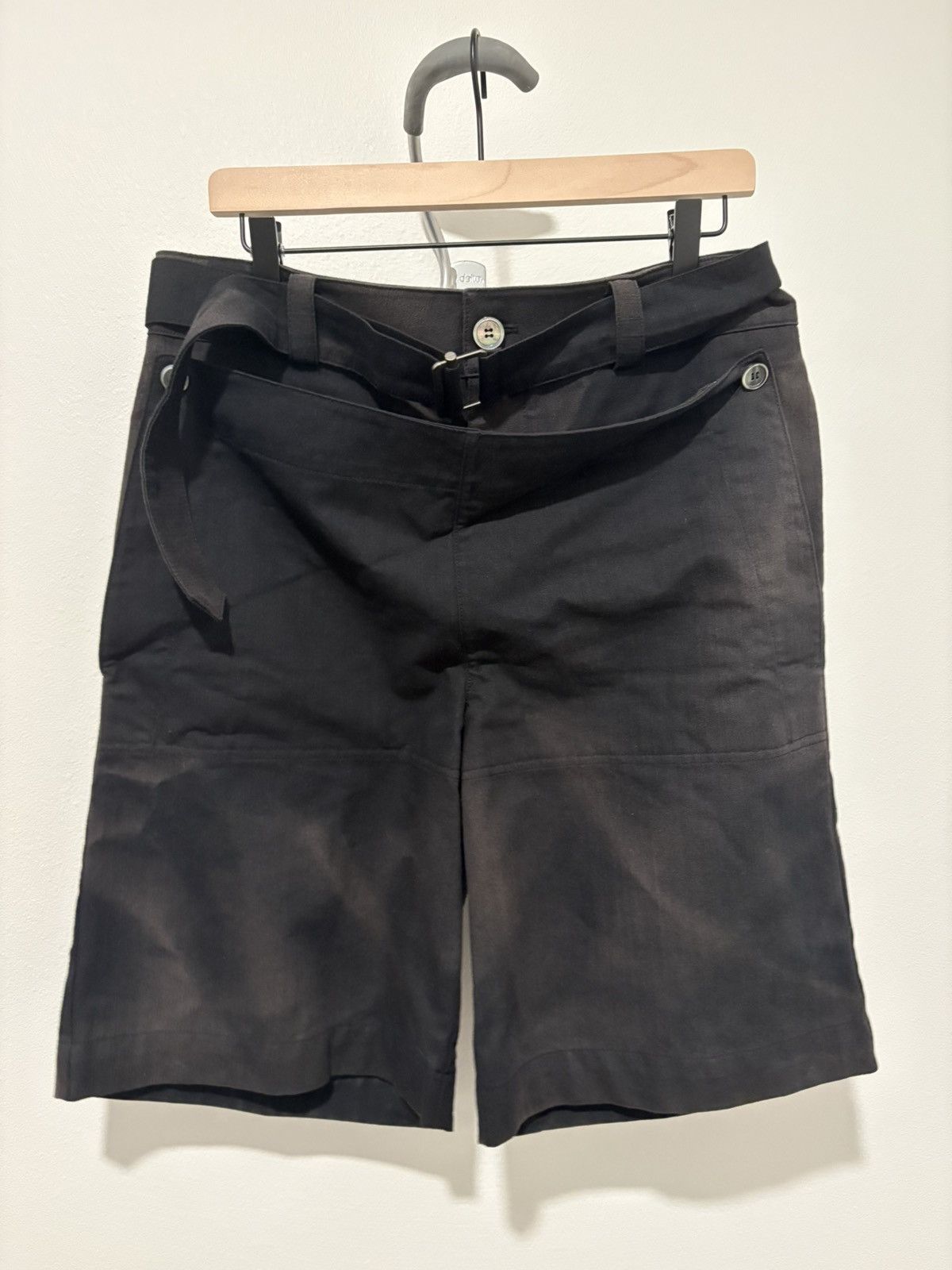 JiyongKim Sun-Bleached Double Front Shorts Black Size US 32 / EU 48 - 2 Thumbnail