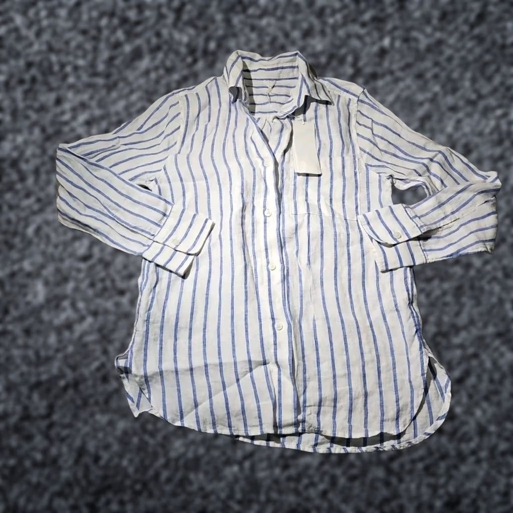 Arket Arket Shirt Womens Small Uk 34 Blue White100% Linen Button Up Slouchy Blouse Size S / US 4 / IT 40 - 1 Thumbnail