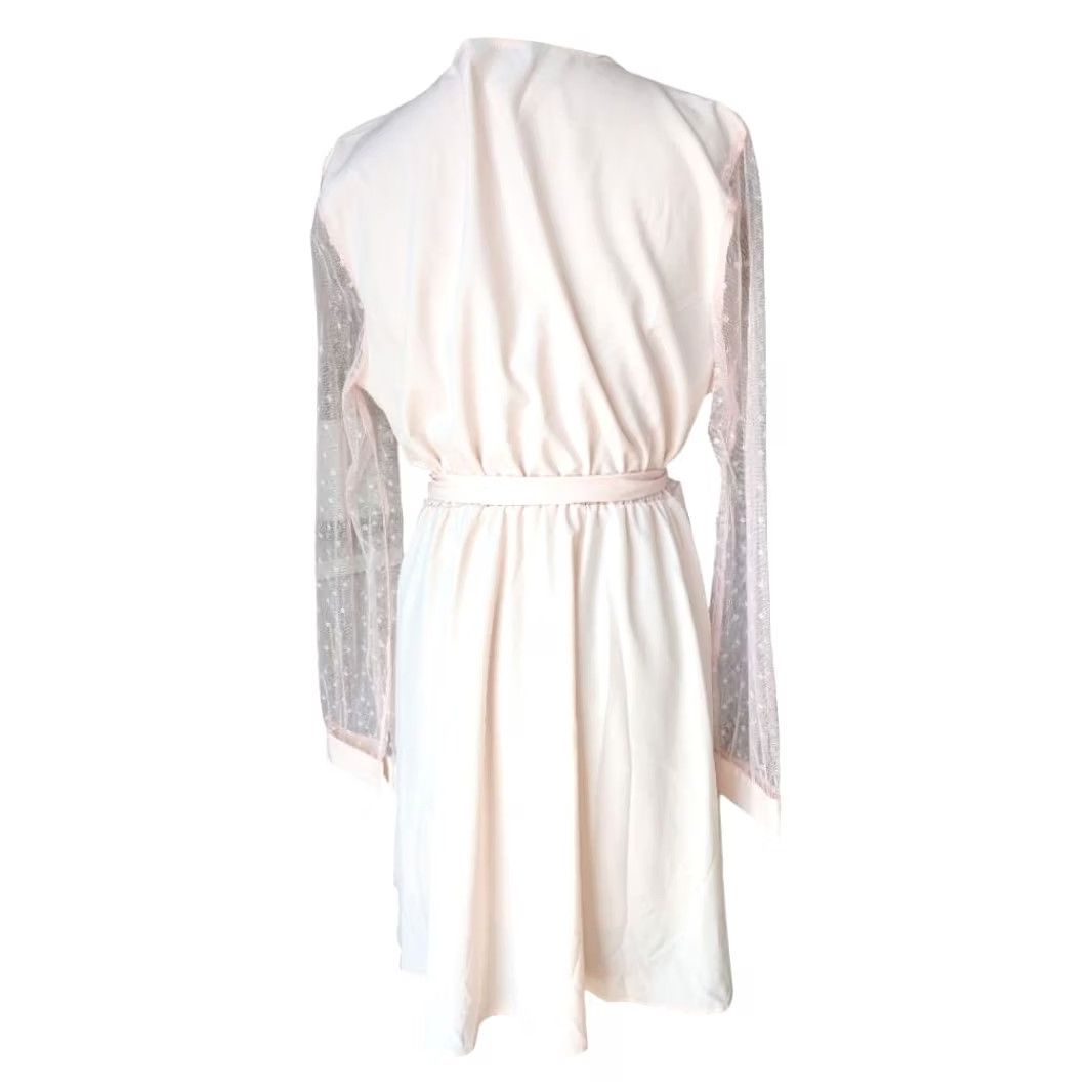 Pinko Pale Pastel Pink Wrap Dress Sheer Polka Dot Long Sleeve Women's Size Large EUC Size L / US 10 / IT 46 - 4 Thumbnail