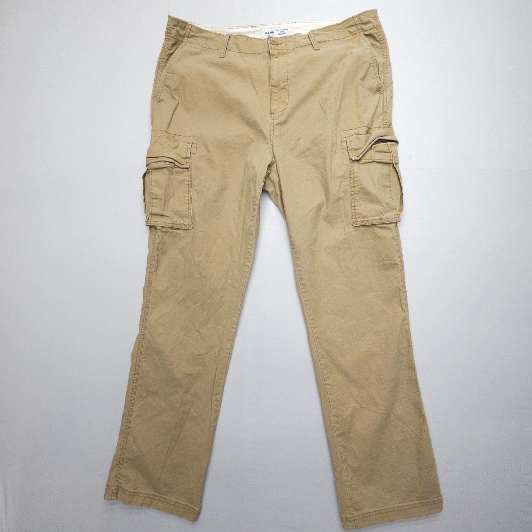 Old Navy Old Navy Cargo Pants Mens 40x34 Tan Cotton Blend Straight 5-Pocket Design 34 Inseam Regular Tailored for Casual Workwear Vintage No N/A Size US 40 / EU 56 - 2 Thumbnail