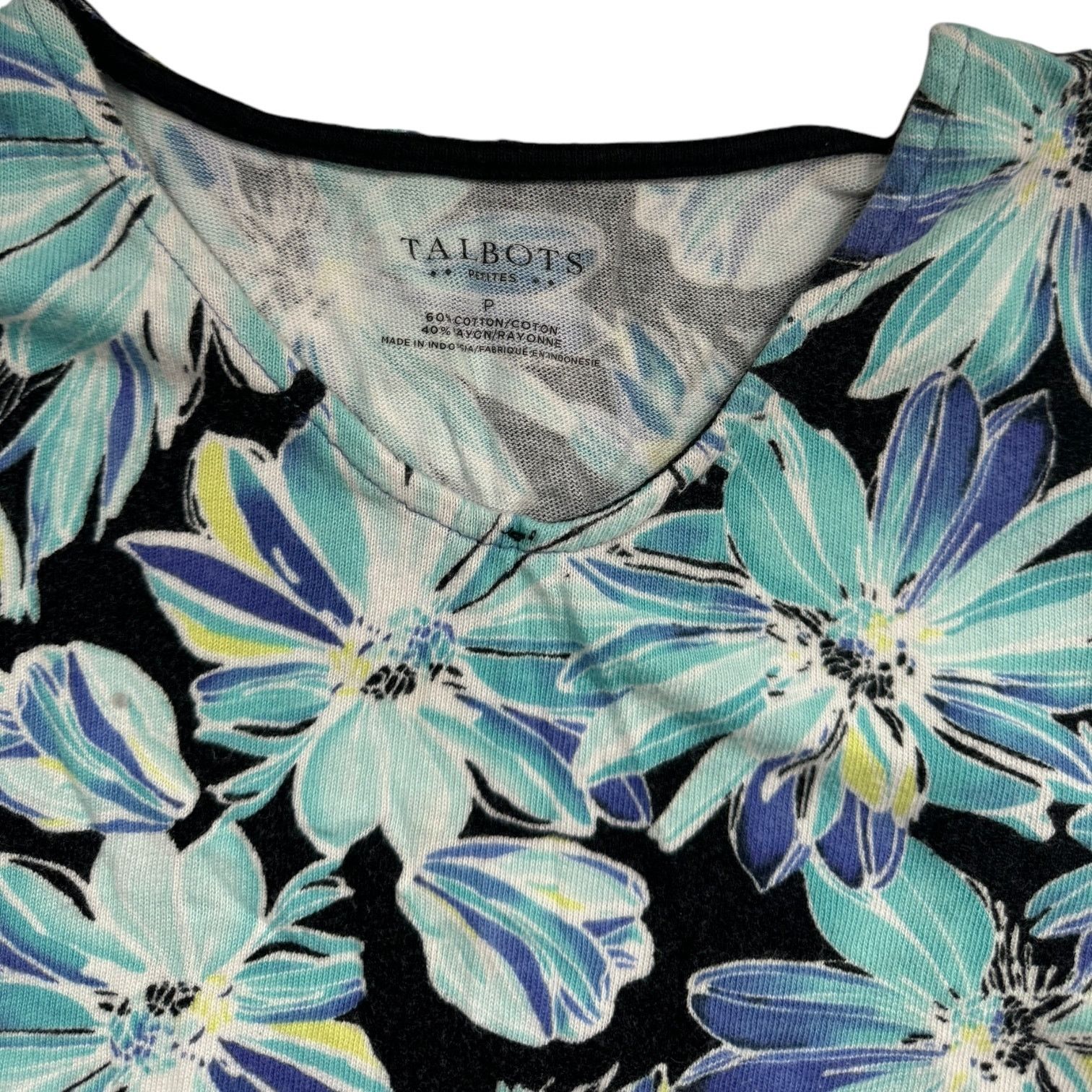 Other Talbots Petites Black and Blue Floral Tank Top Small Size S / US 4 / IT 40 - 2 Thumbnail