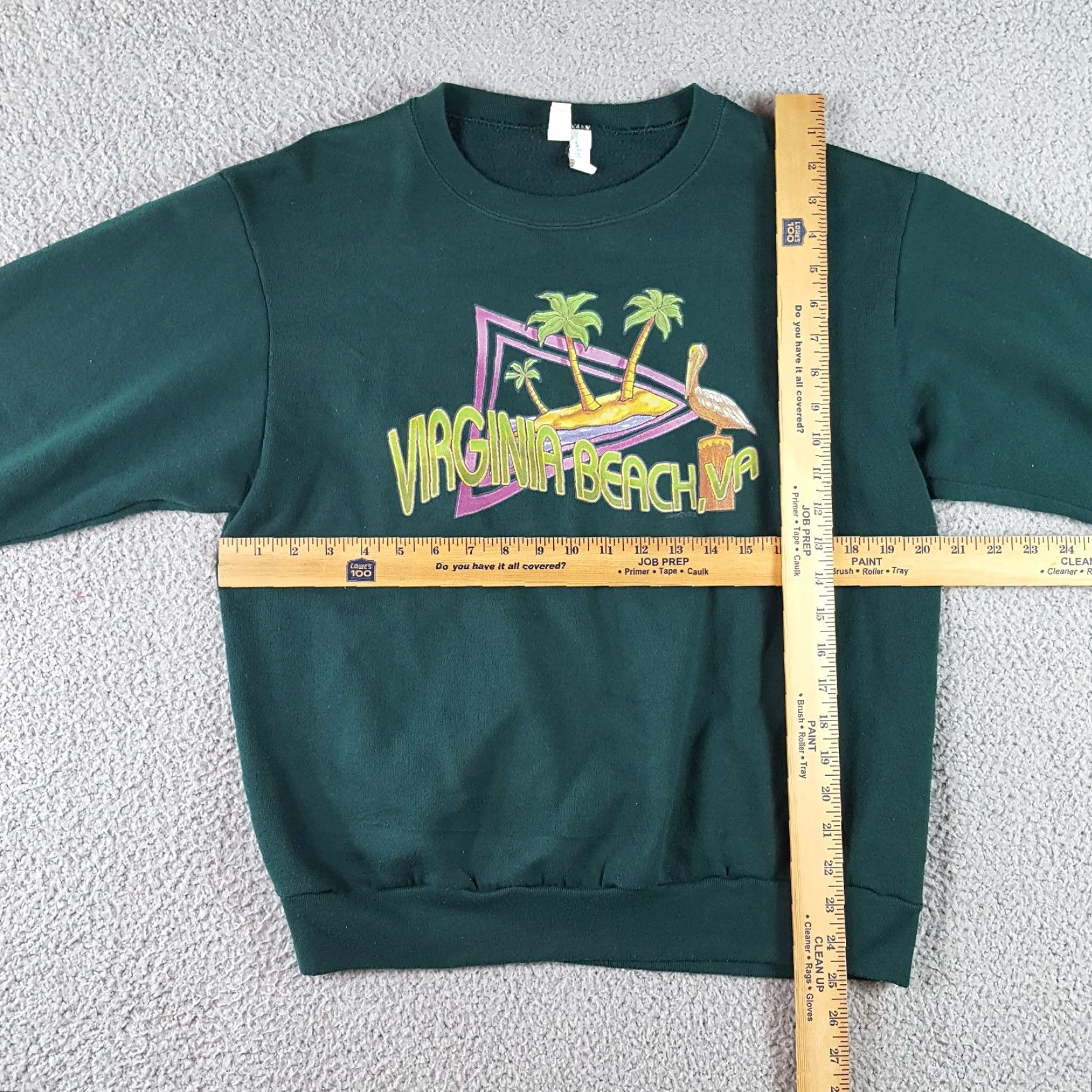 Vintage VINTAGE 80s Vaporwave Virginia Beach Pullover Sweatshirt Crewneck L Green Men/Adult Regular Size L Outrun Size US L / EU 52-54 / 3 - 4 Thumbnail