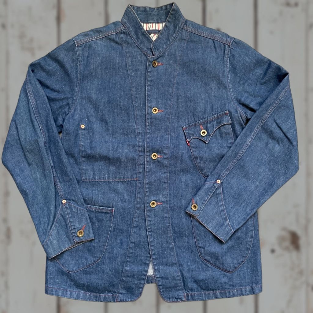 Levi's VINTAGE Levi’s Engineer Band Collar Chore Work Jacket 1990s Men’s L Blue Engineer 90s Workwear Mens Jacket Size US L / EU 52-54 / 3 - 1 Thumbnail