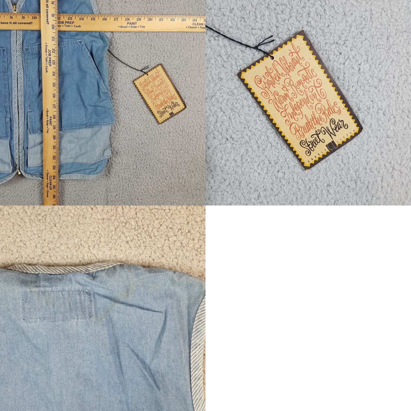 Denime VINTAGE Y2K Stonewash Faded Denim Vest Womens Petite P Western Zip UP Trucker Jacket 90s Size S / US 4 / IT 40 - 8 Thumbnail