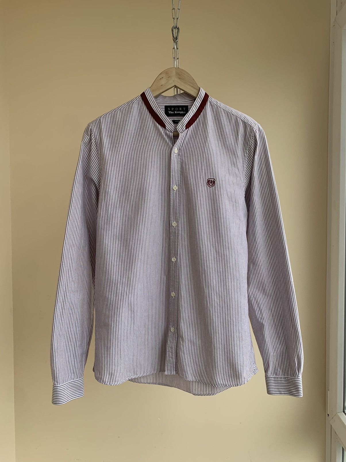The Kooples Sport Mandarin Collar Fitted Striped L/S Shirt