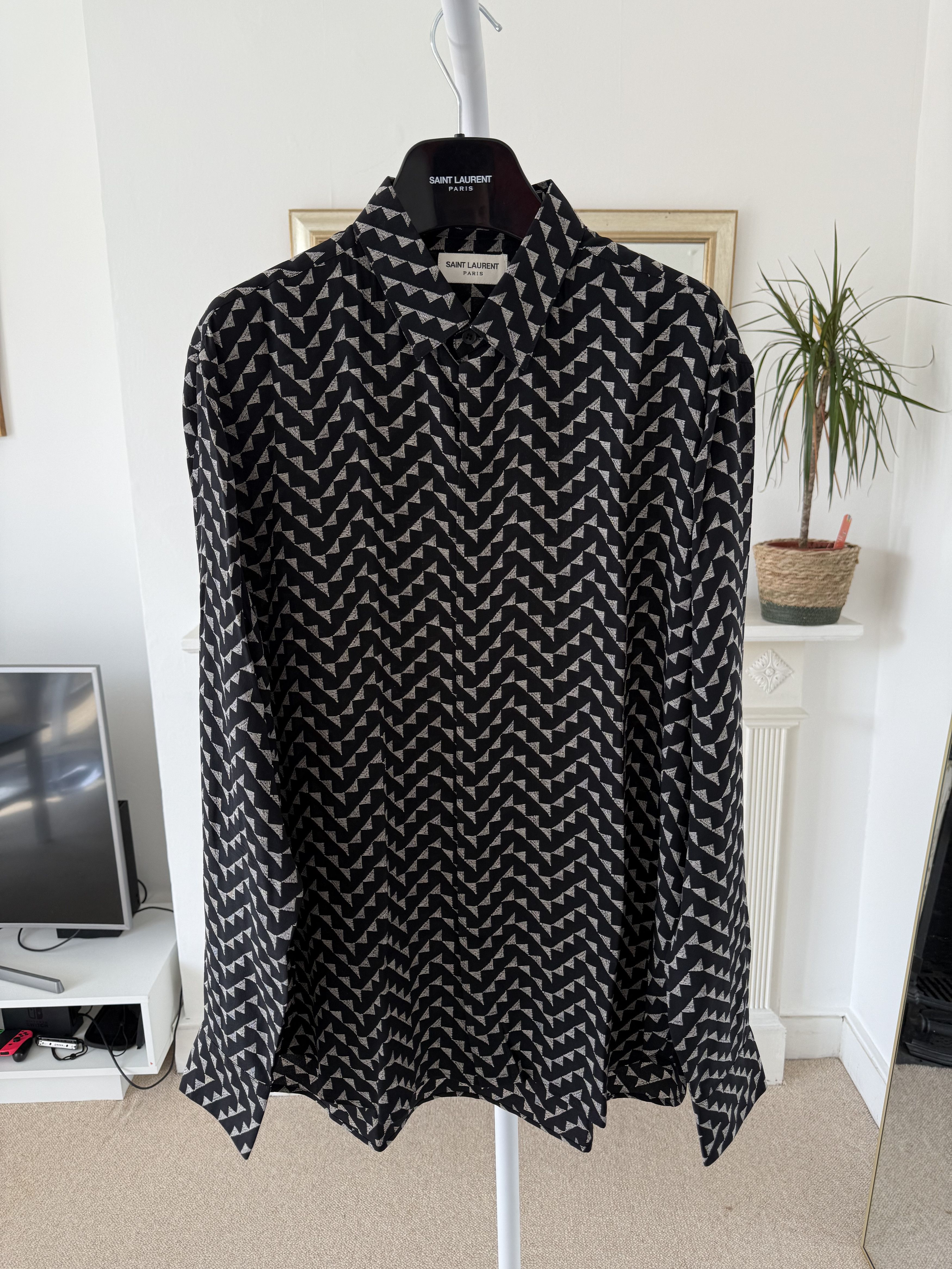 Saint Laurent Silk Silver Triangle Shirt