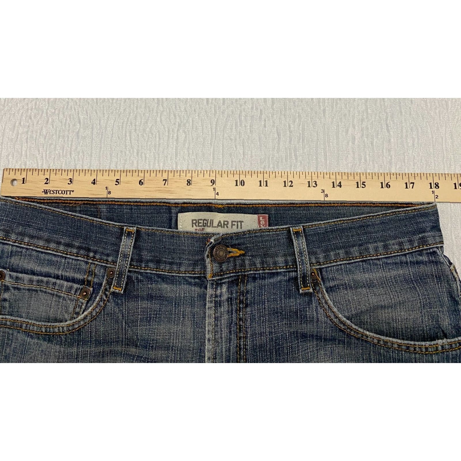 Levi's Levi's 505 Regular Jeans 36×30 Blue Distressed Ripped Whiskers Denim Mens Grunge Size US 36 / EU 52 - 6 Thumbnail