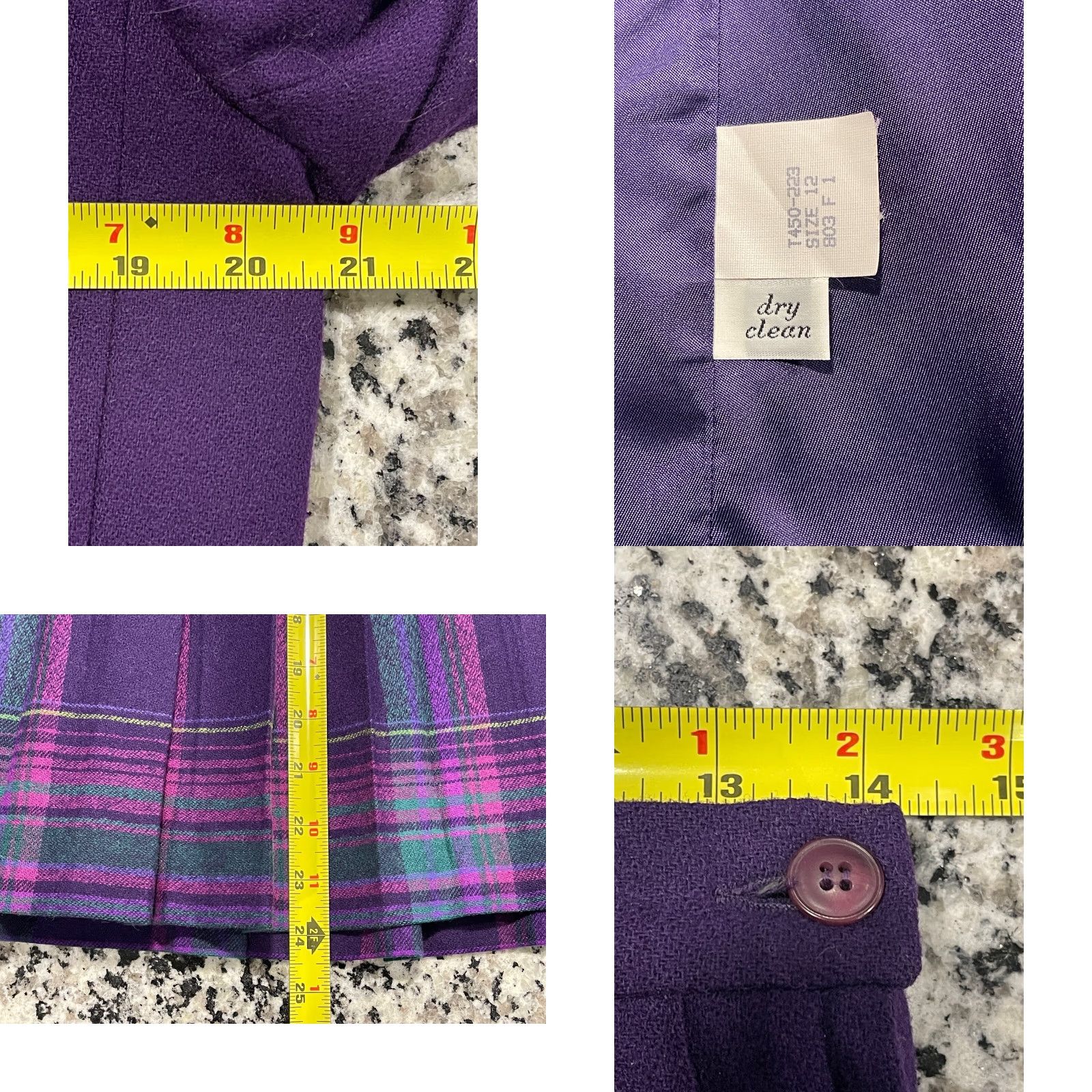 Pendleton VINTAGE Pendleton Wool Skirt Suit Set Womens Size 12 Purple Check Formal Business 2-Piece Mid Length Size 34" / US 12 / IT 48 - 8 Thumbnail