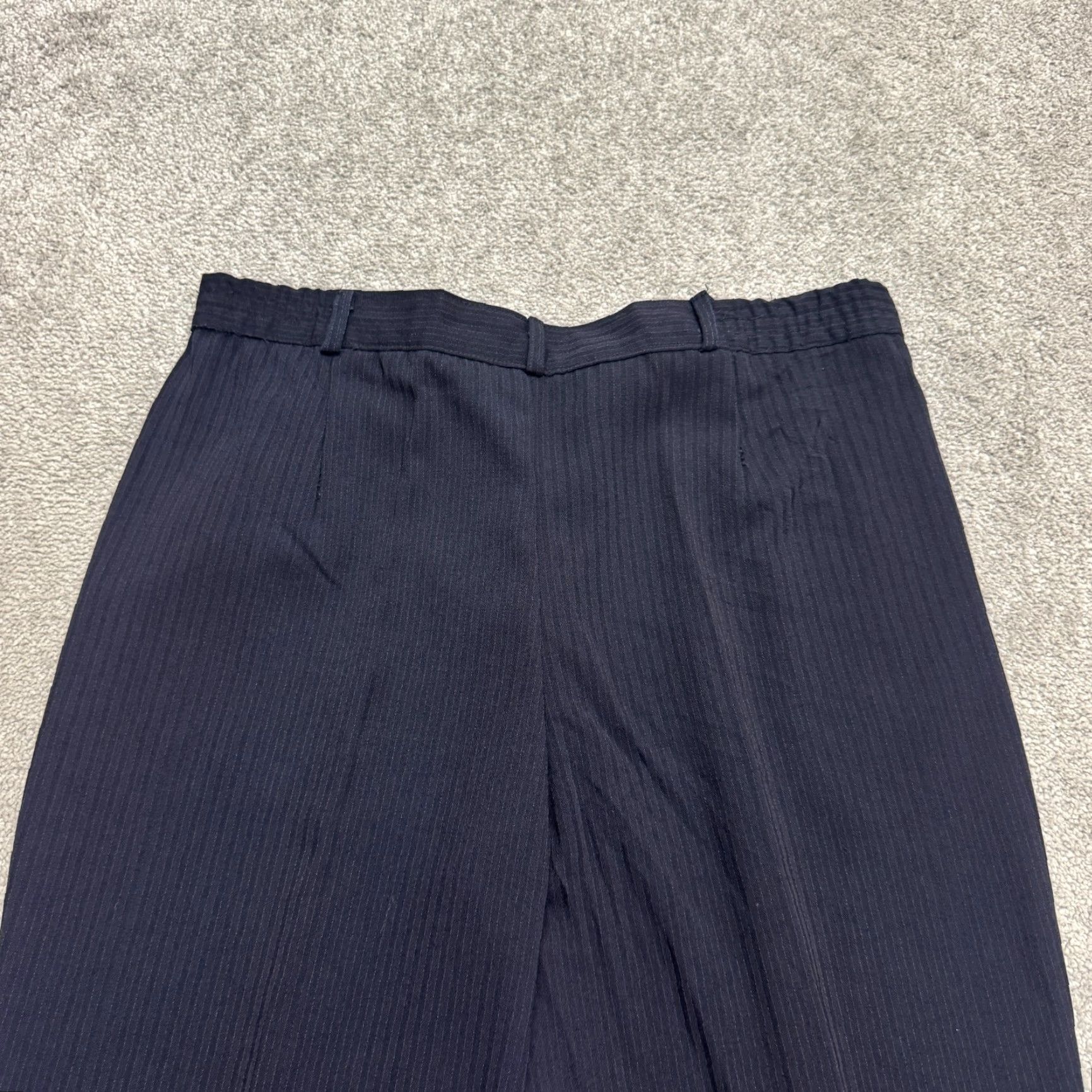 Vintage Unbranded Pleated Front Textured Dress Pants Mens 34x26 Navy Pinstriped Classic Size US 34 / EU 50 - 6 Thumbnail