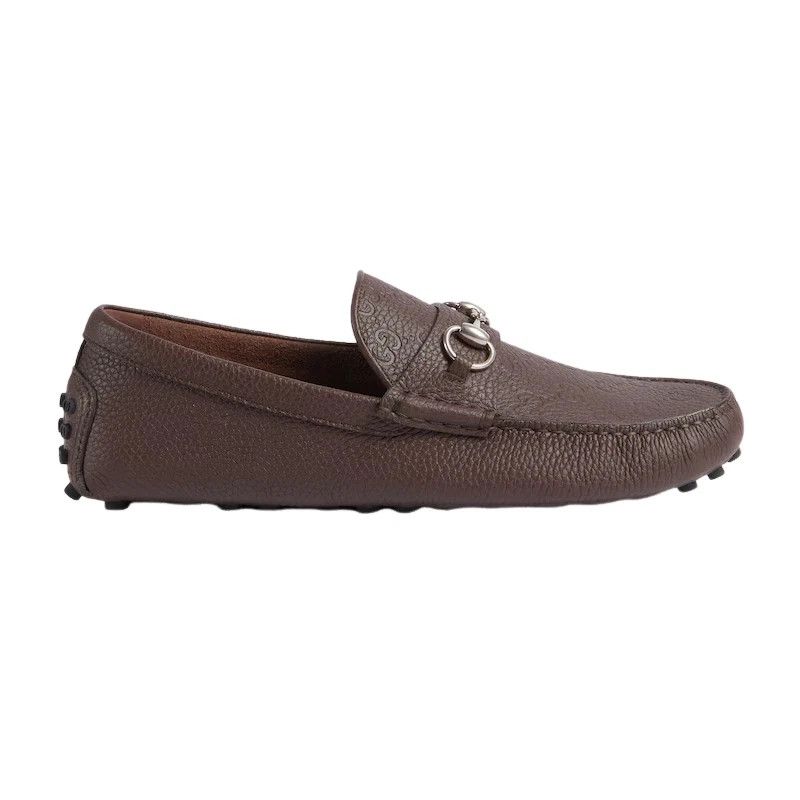 GUCCI Men's Brown GG Horsebit Driver Loafers New