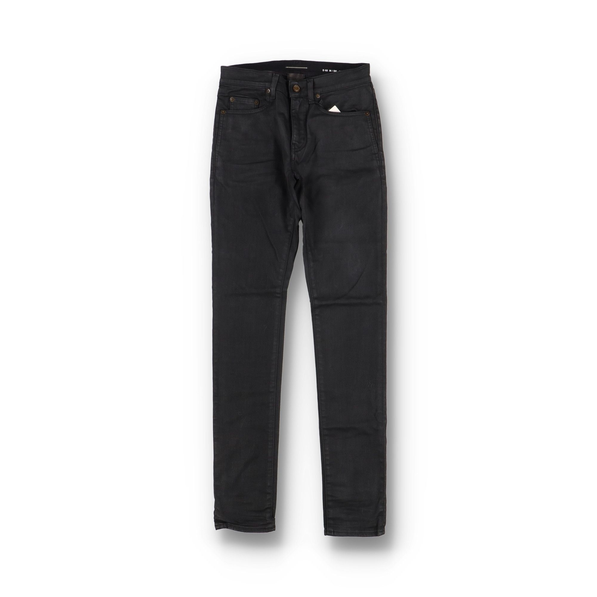D02 Black Waxed Coated Skinny Jeans